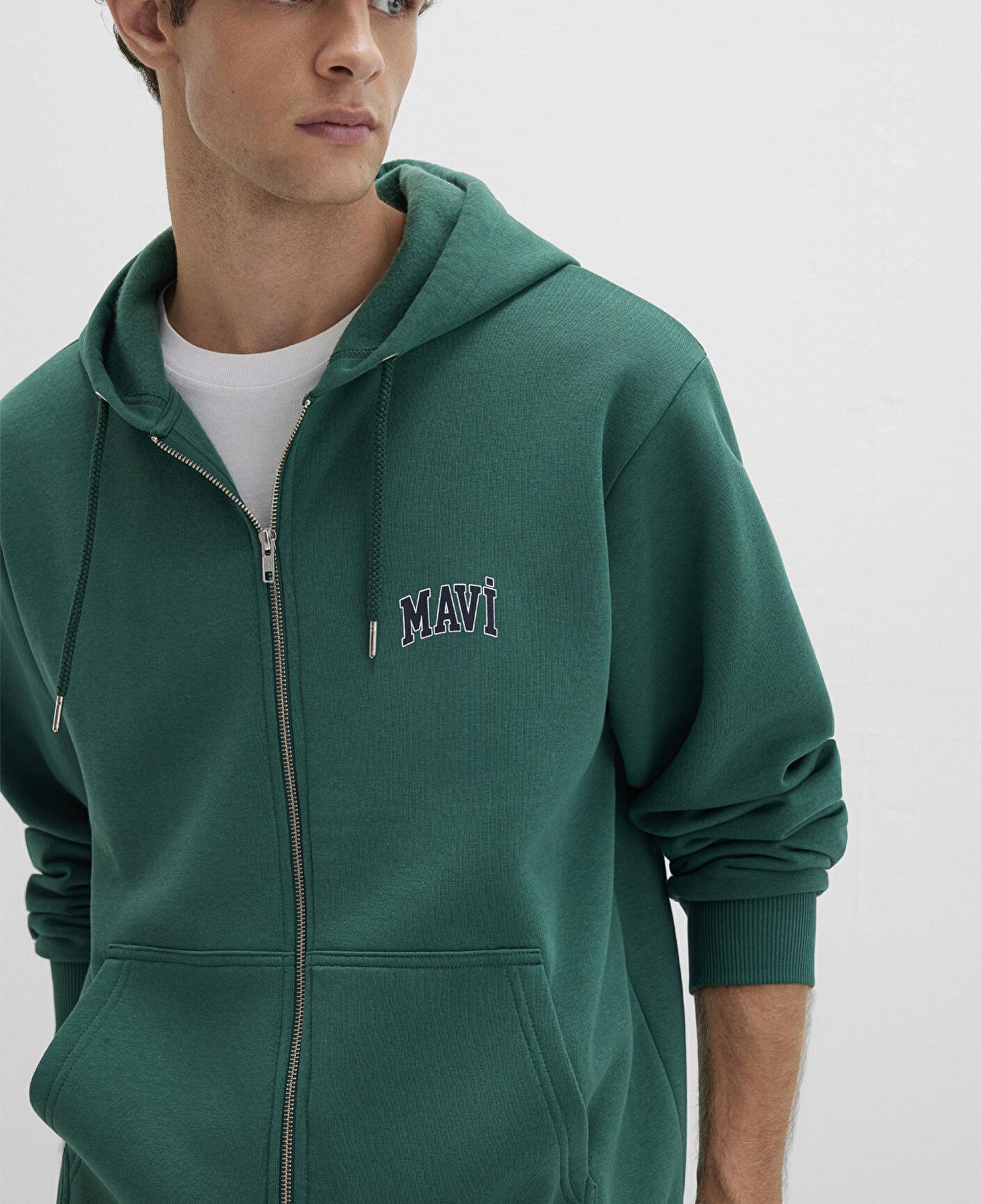 Mavi Mavi Logo Baskılı Fermuarlı Yeşil Sweatshirt 0611715-71874