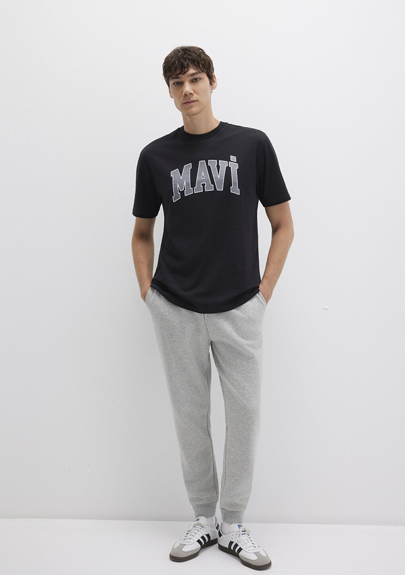 Mavi Mavi Logo Baskılı Siyah Tişört Loose Fit / Bol Rahat Kesim 0611711-900