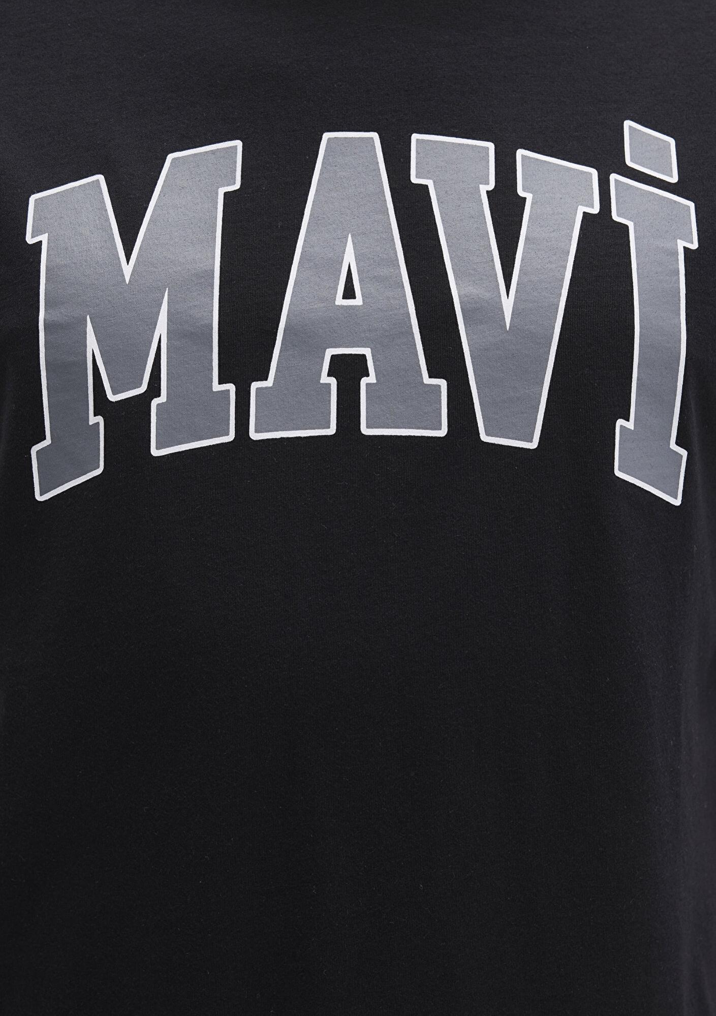 Mavi Mavi Logo Baskılı Siyah Tişört Loose Fit / Bol Rahat Kesim 0611711-900