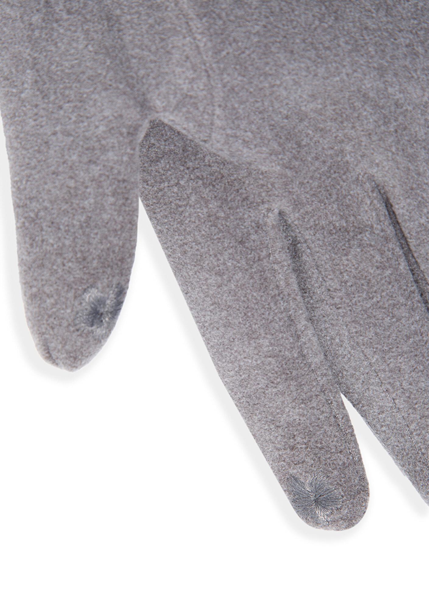 Mavi Suni Kürk Detaylı Gri Eldiven 1911768-27063