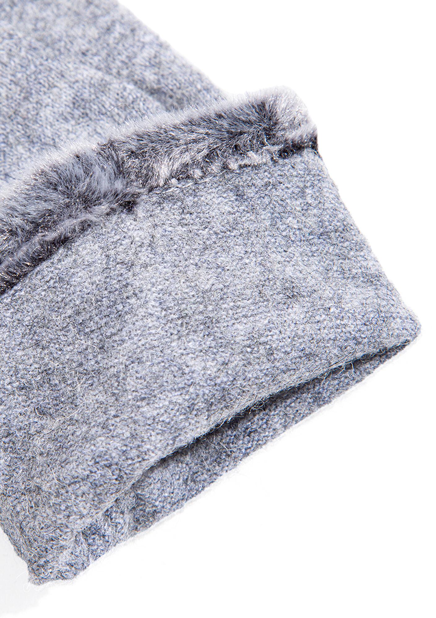 Mavi Yün Karışımlı Kalp İşlemeli Gri Eldiven 1911764-82816