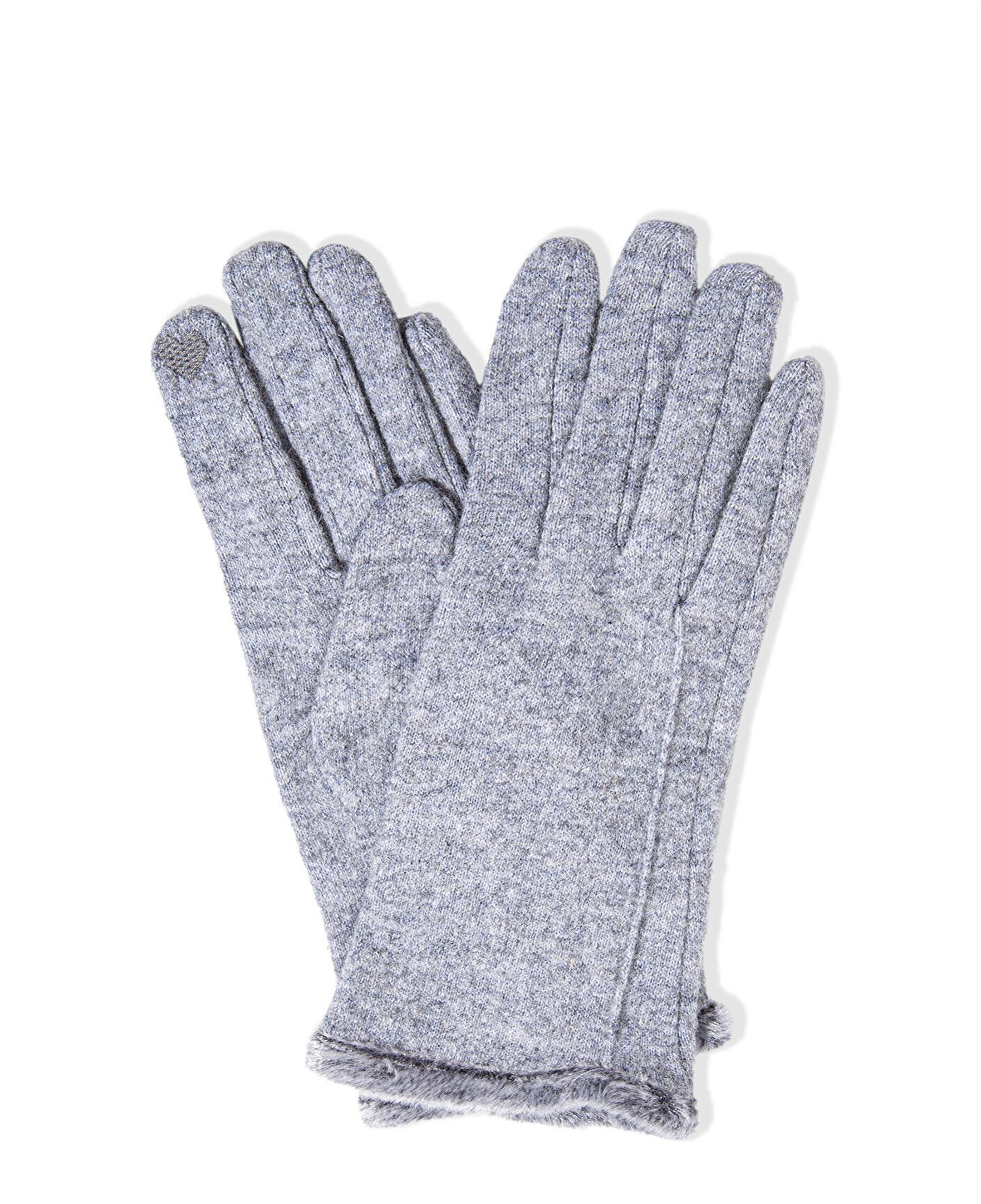 Mavi Yün Karışımlı Kalp İşlemeli Gri Eldiven 1911764-82816