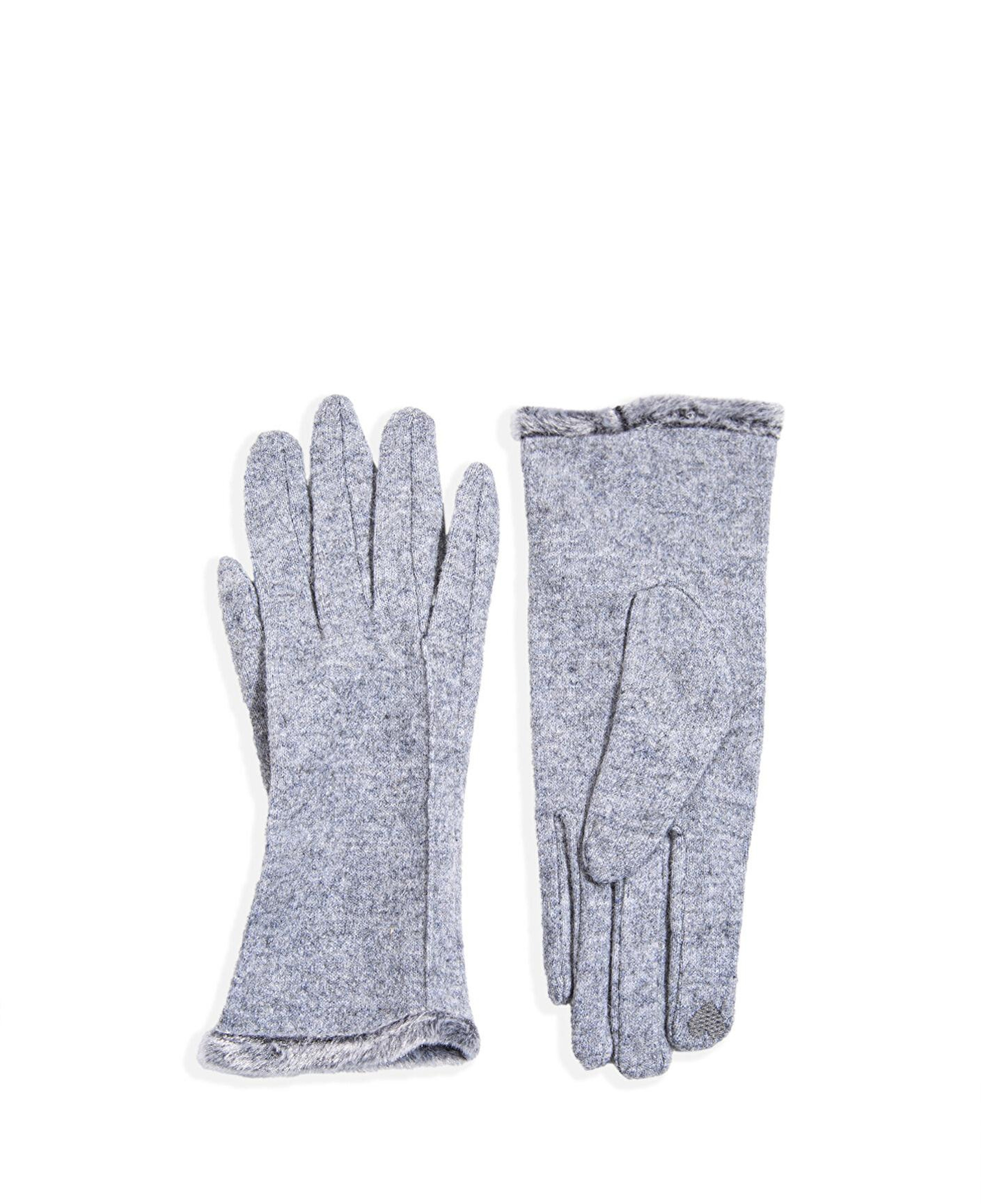 Mavi Yün Karışımlı Kalp İşlemeli Gri Eldiven 1911764-82816