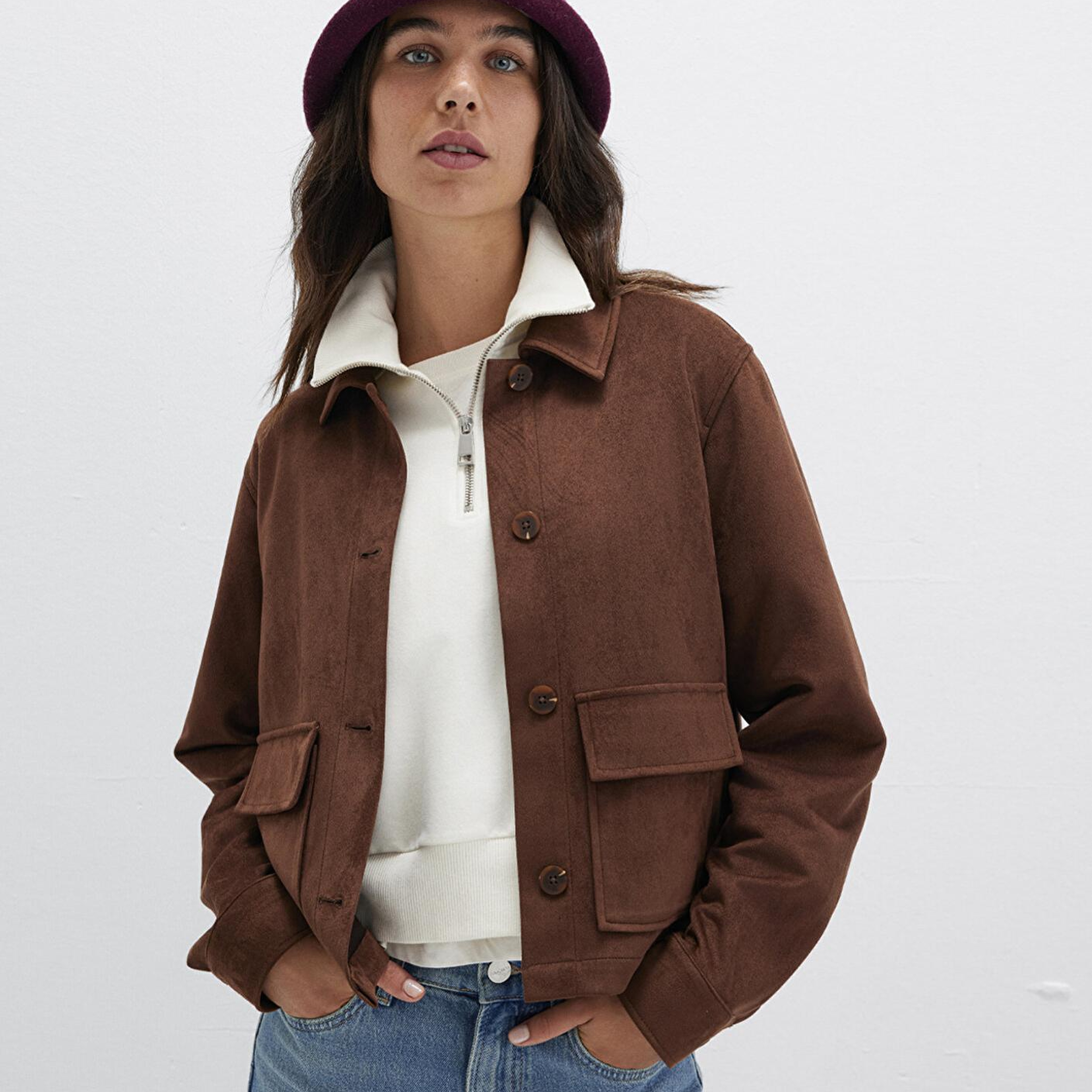 Mavi Bordo Yün Bucket Şapka 1911759-85279