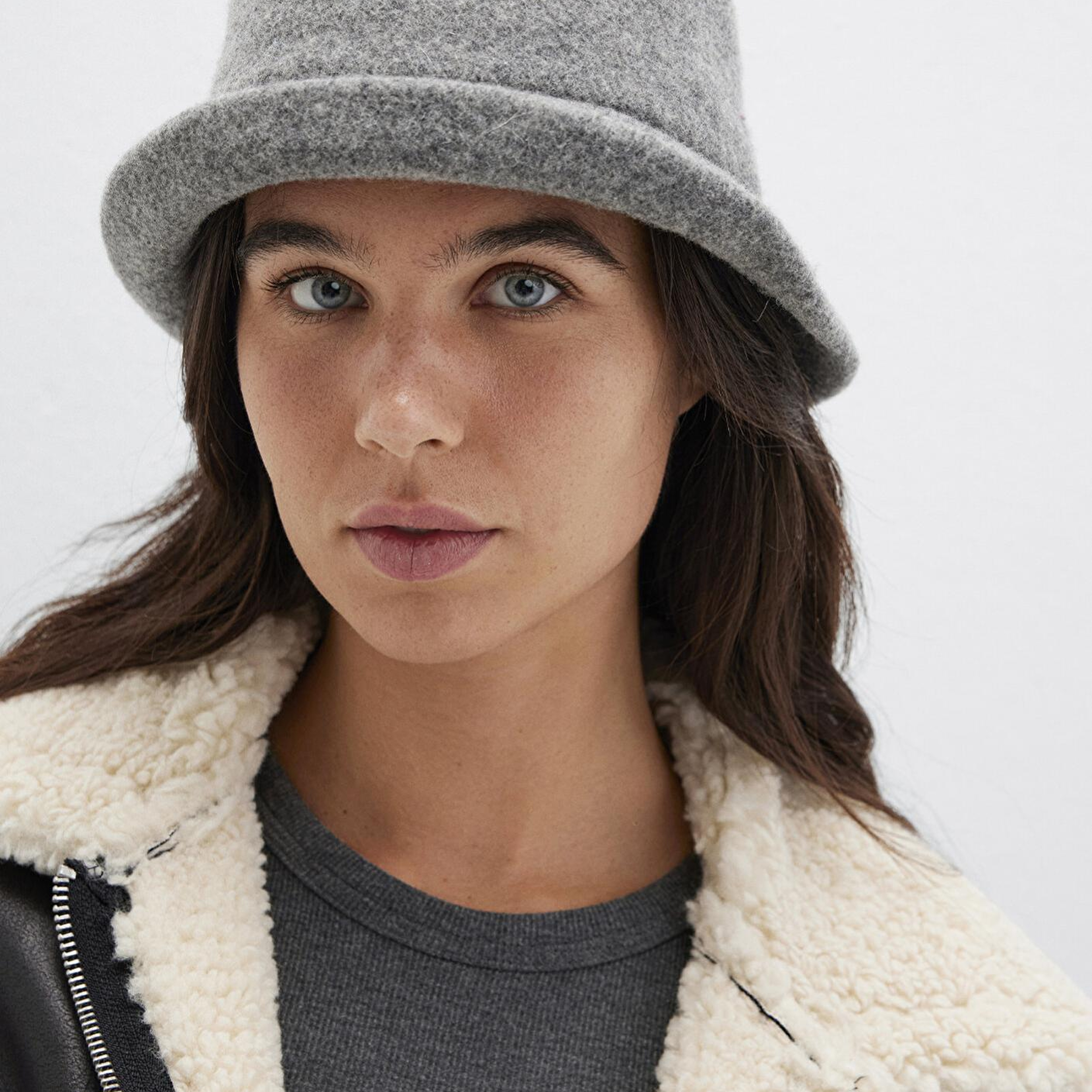 Mavi Gri Yün Bucket Şapka 1911759-82758