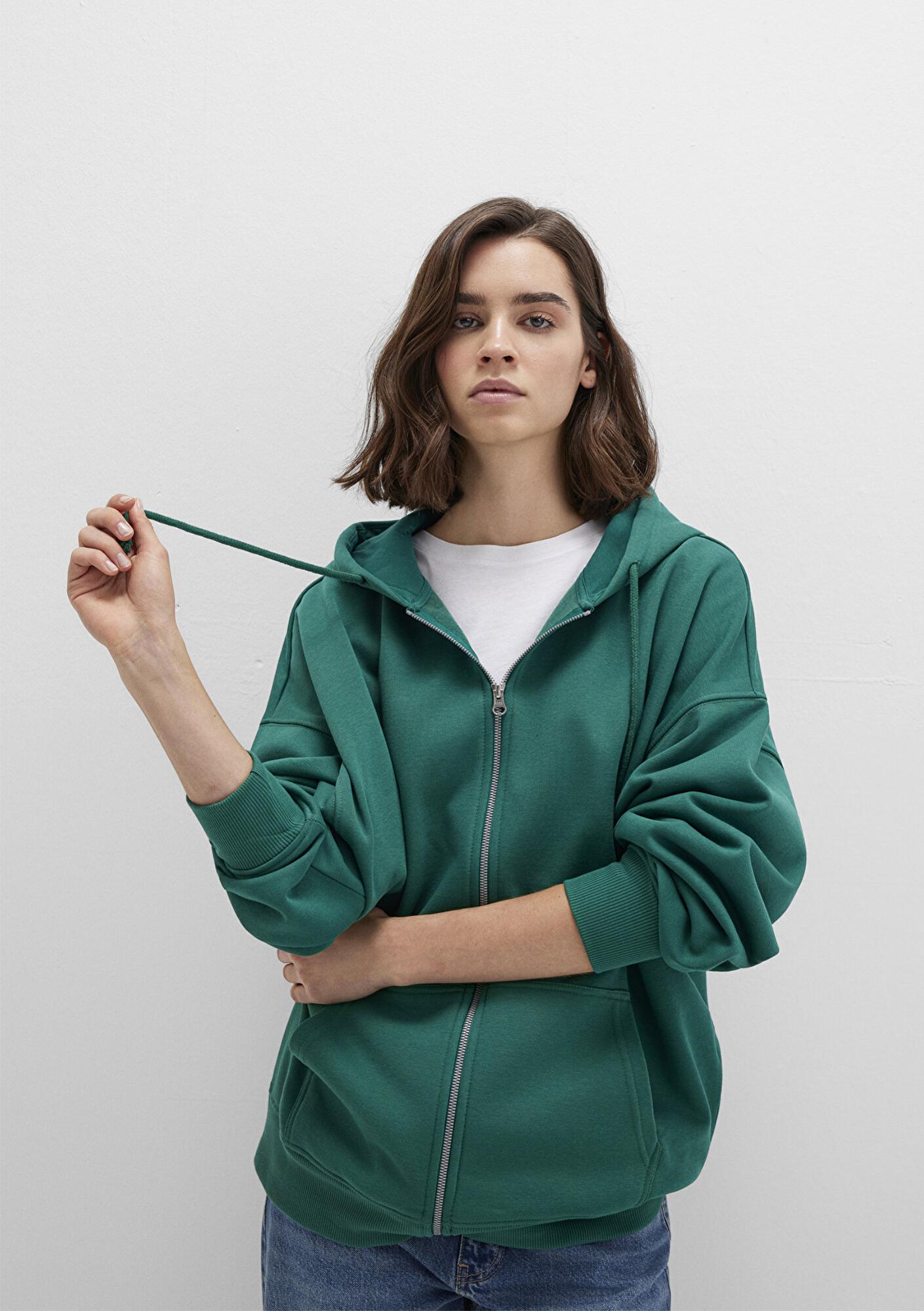 Mavi Kapüşonlu Fermuarlı Yeşil Sweatshirt 1610221-71874