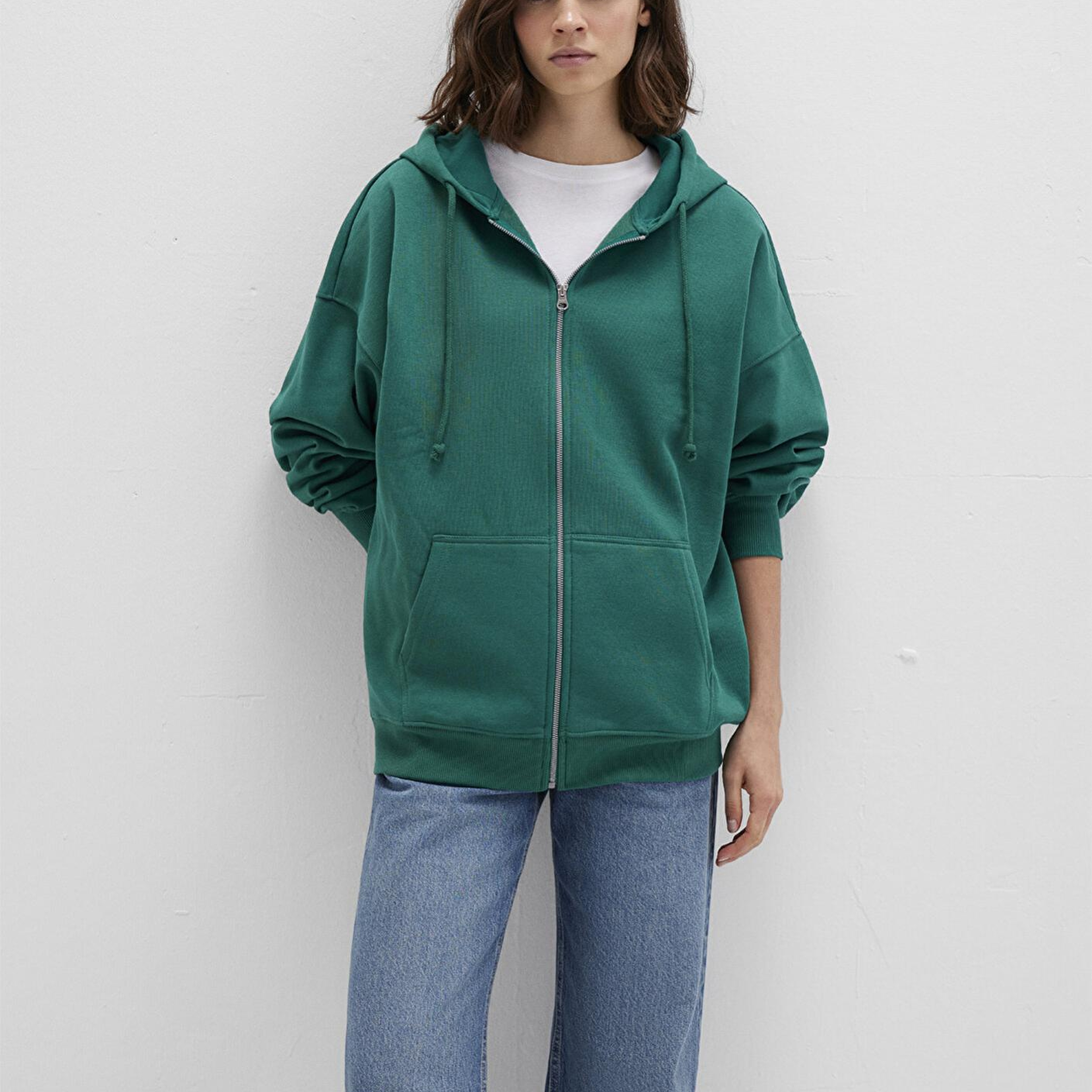 Mavi Kapüşonlu Fermuarlı Yeşil Sweatshirt 1610221-71874