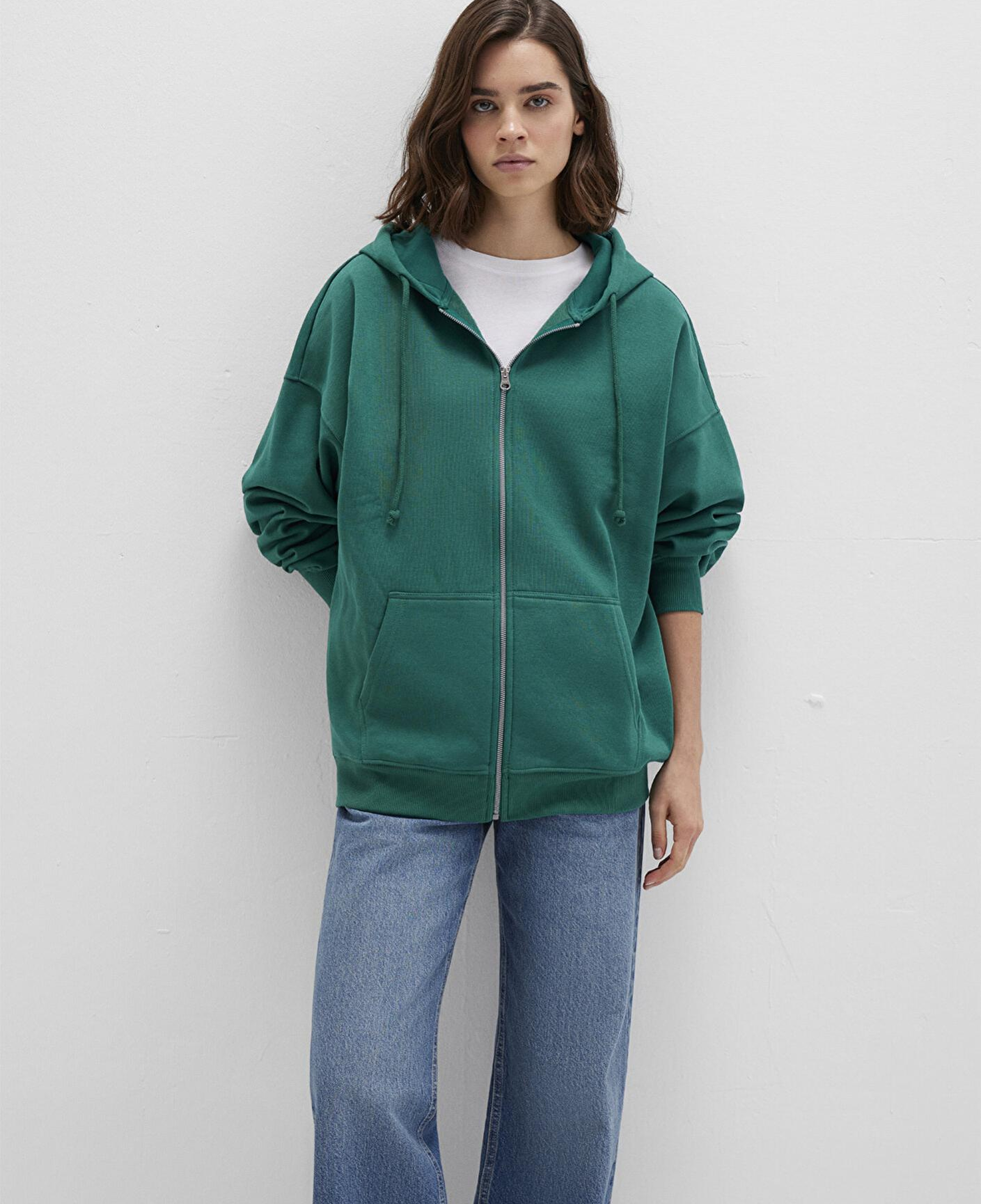 Mavi Kapüşonlu Fermuarlı Yeşil Sweatshirt 1610221-71874