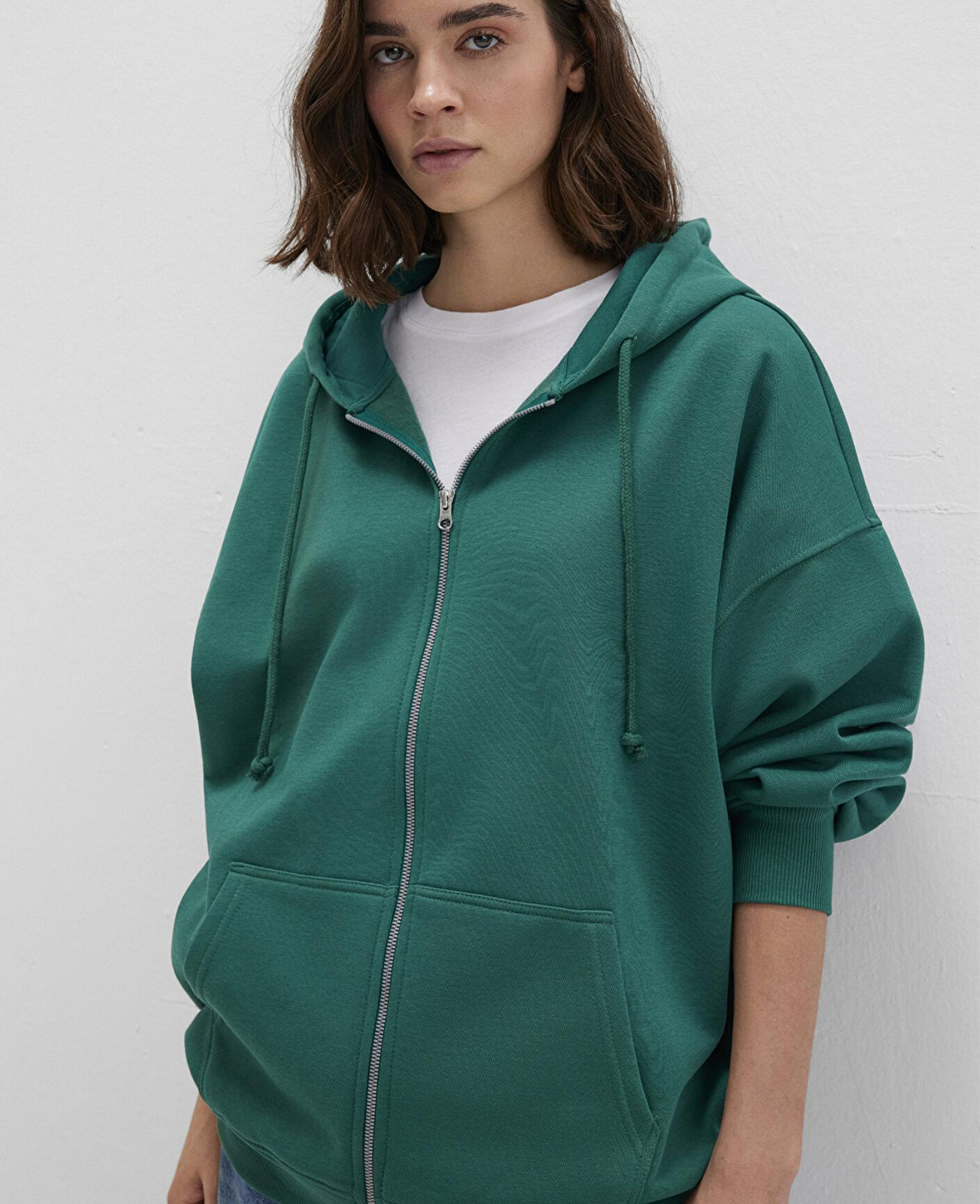 Mavi Kapüşonlu Fermuarlı Yeşil Sweatshirt 1610221-71874