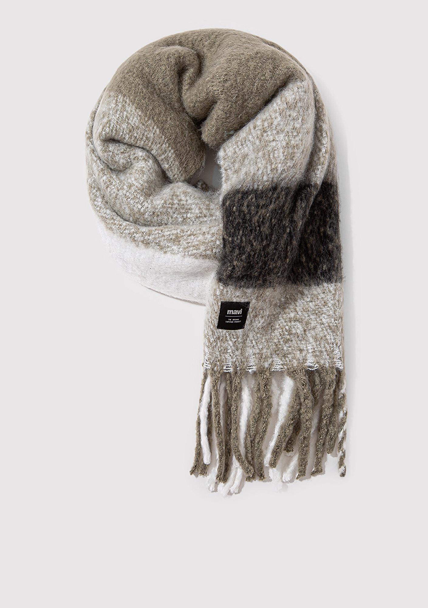 Mavi Püsküllü Kareli Atkı 1911745-82816