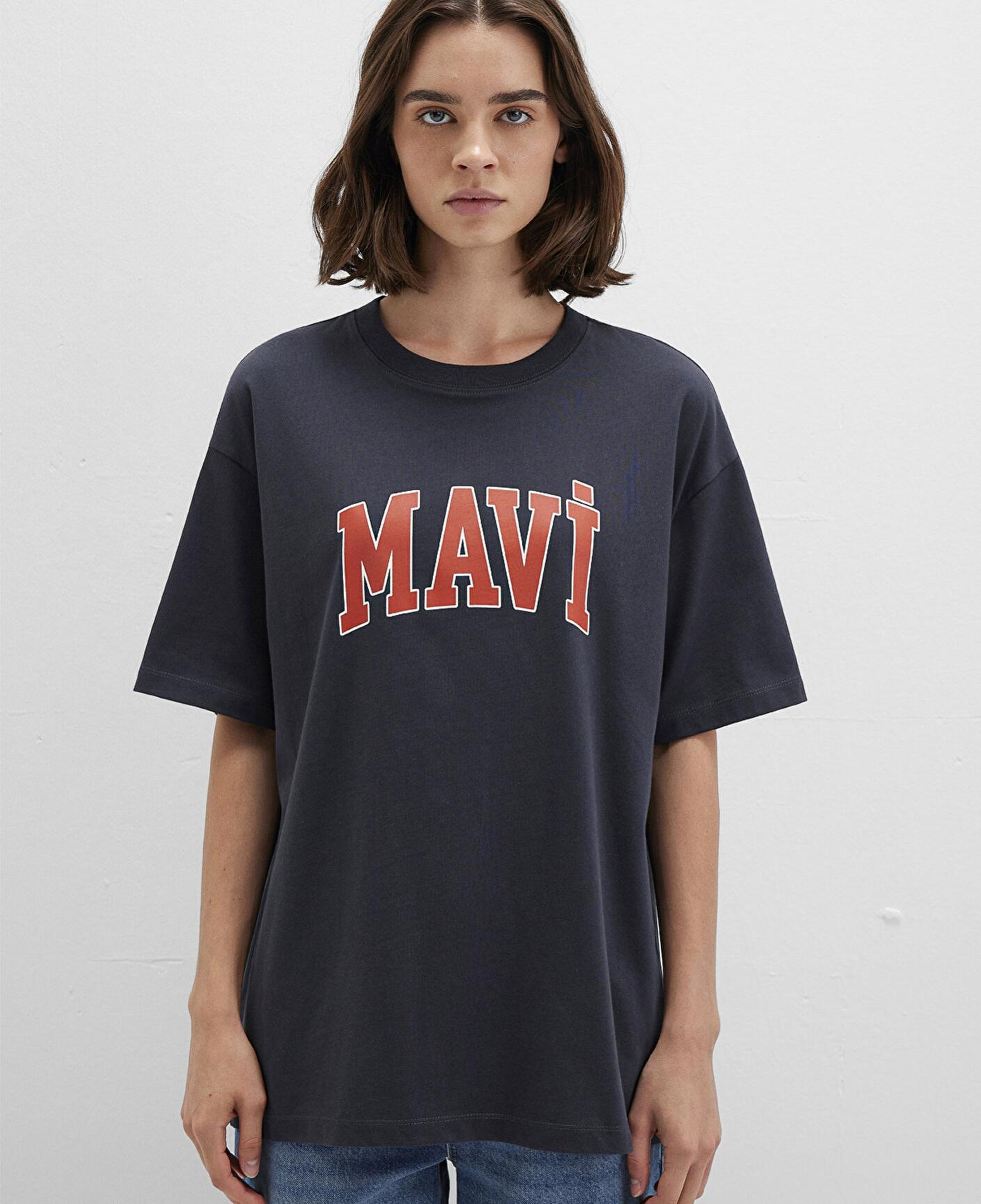 Mavi Mavi Logo Baskılı Antrasit Tişört Oversize / Geniş Kesim 1600843-82185