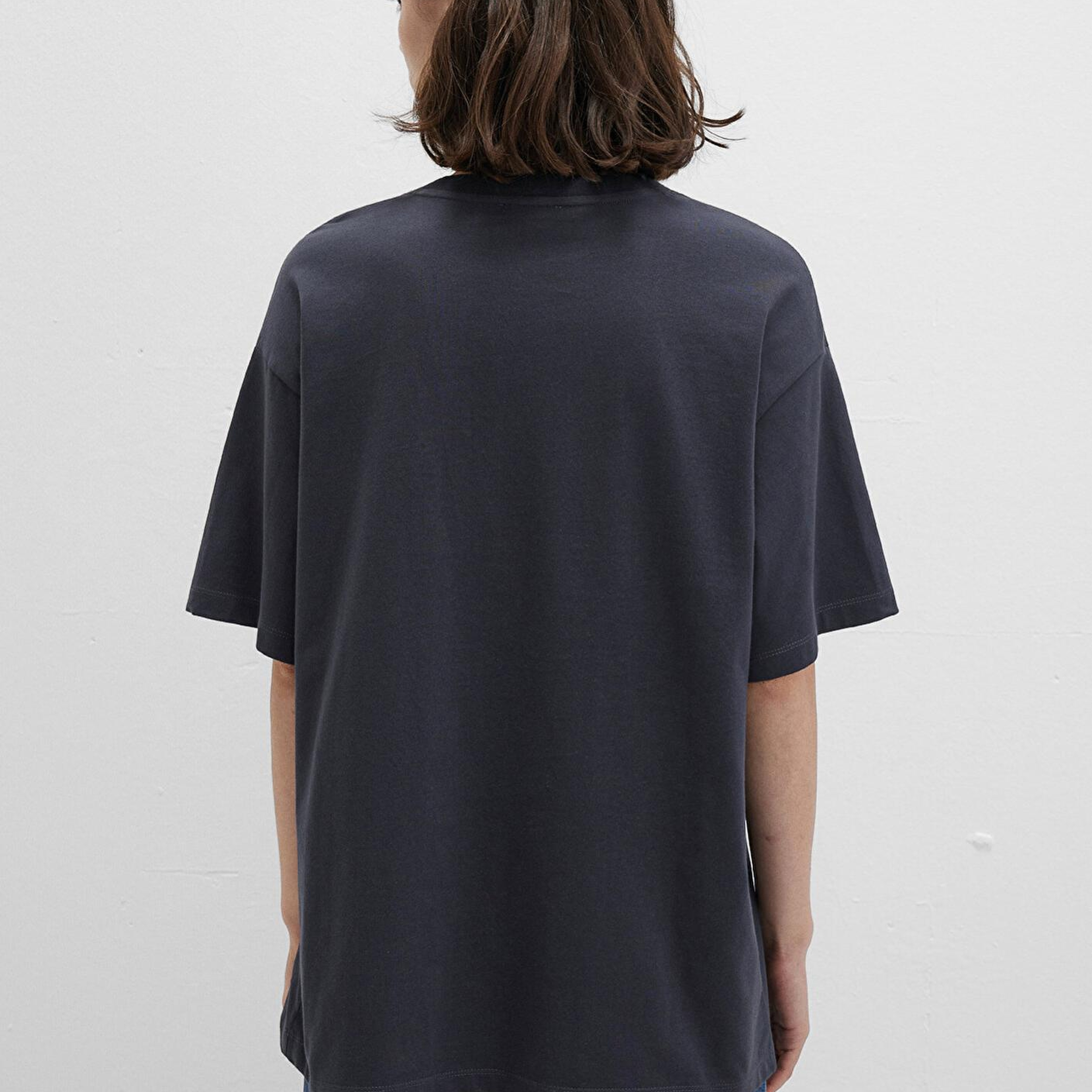 Mavi Mavi Logo Baskılı Antrasit Tişört Oversize / Geniş Kesim 1600843-82185