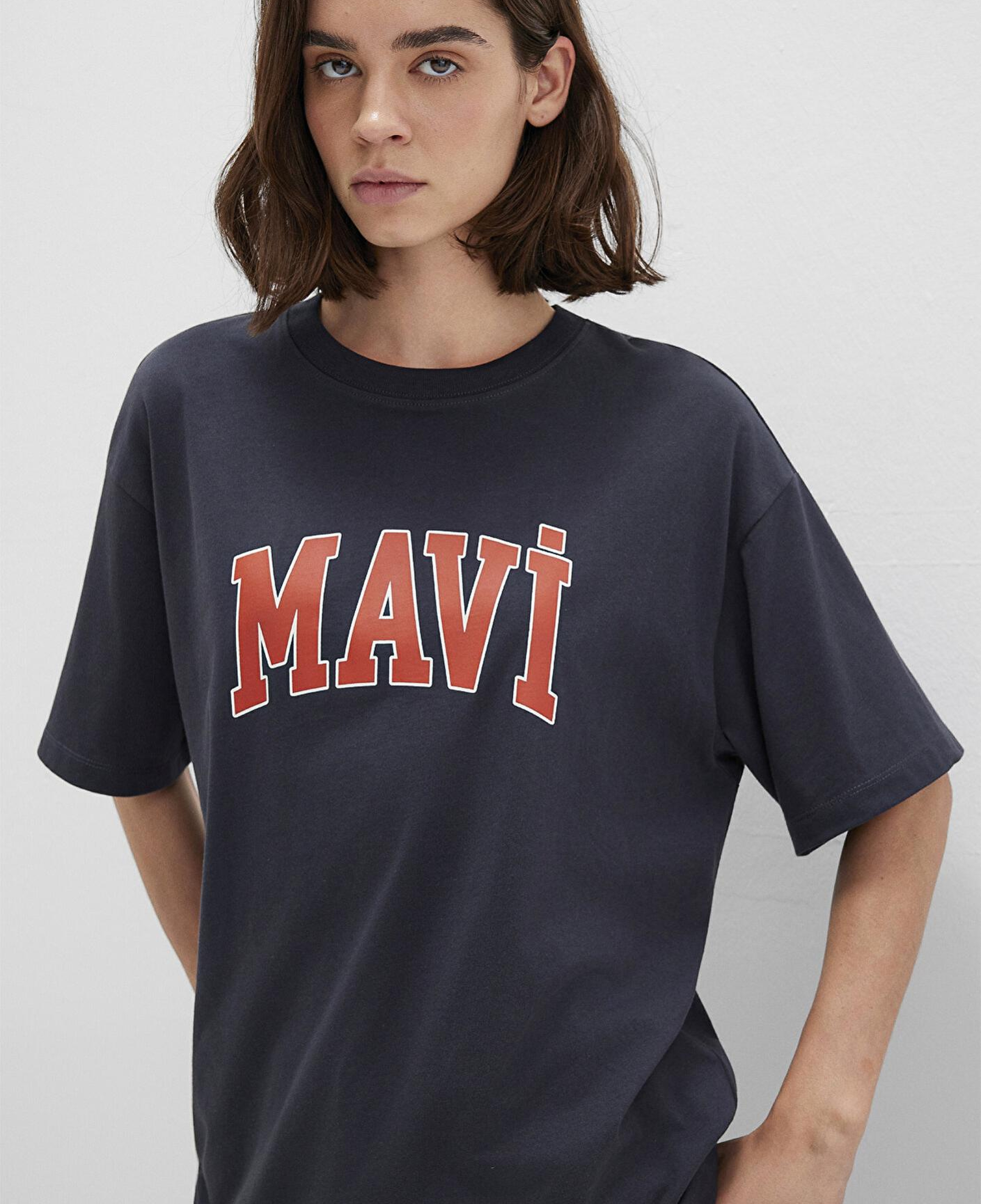 Mavi Mavi Logo Baskılı Antrasit Tişört Oversize / Geniş Kesim 1600843-82185