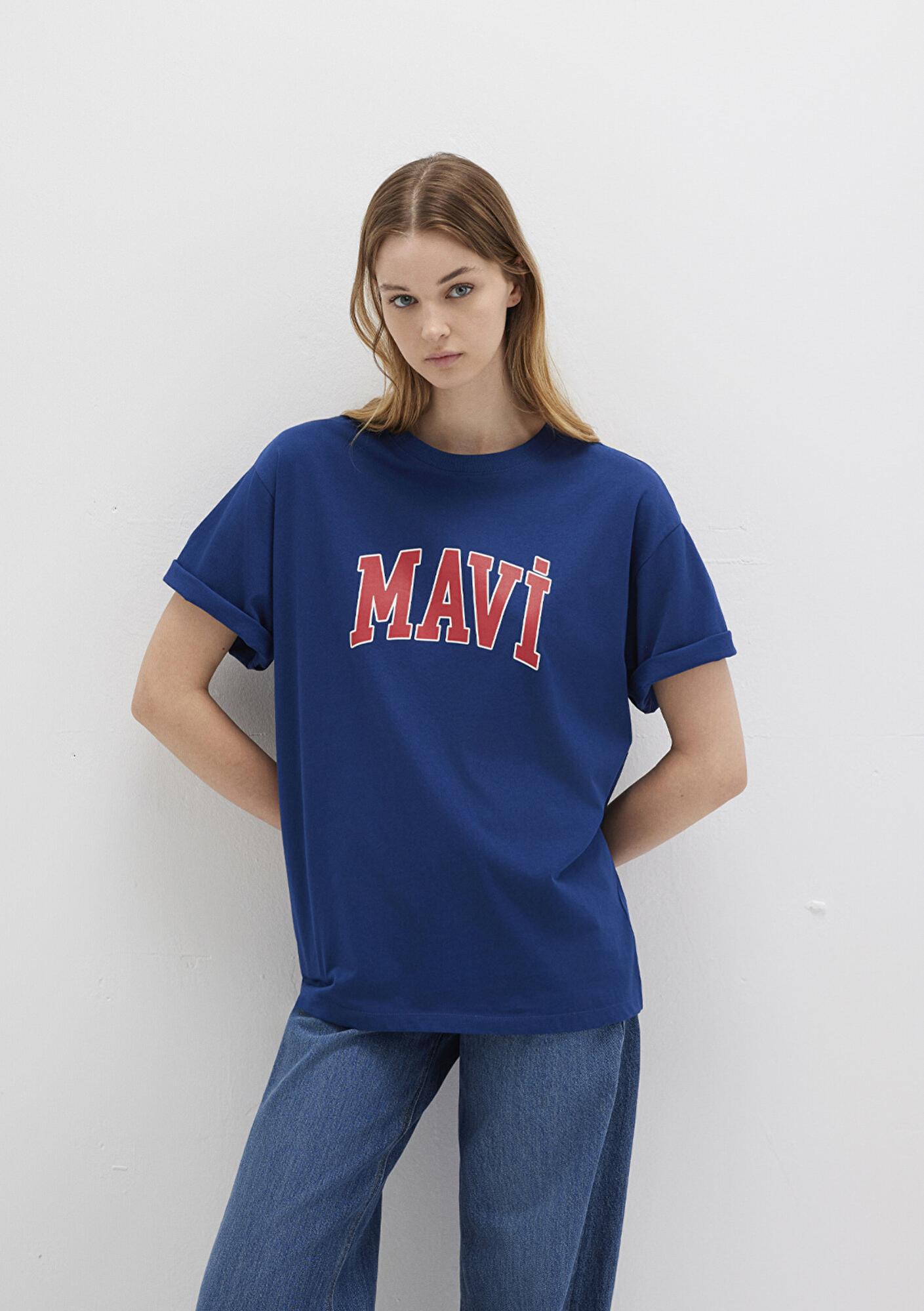 Mavi Mavi Logo Baskılı Lacivert Tişört Oversize / Geniş Kesim 1600843-82625