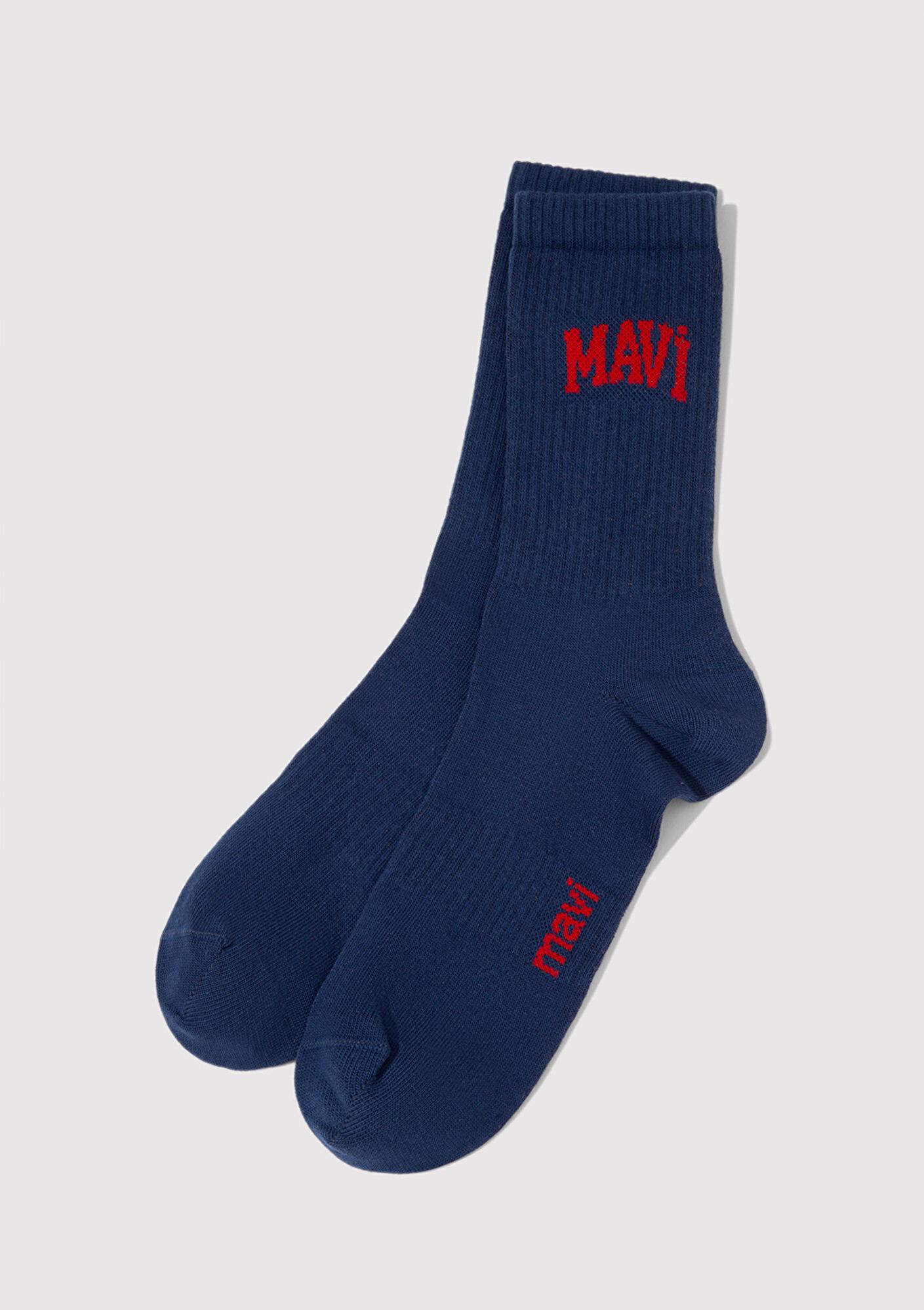 Mavi Mavi Logo Baskılı Lacivert Soket Çorap 0911160-34961