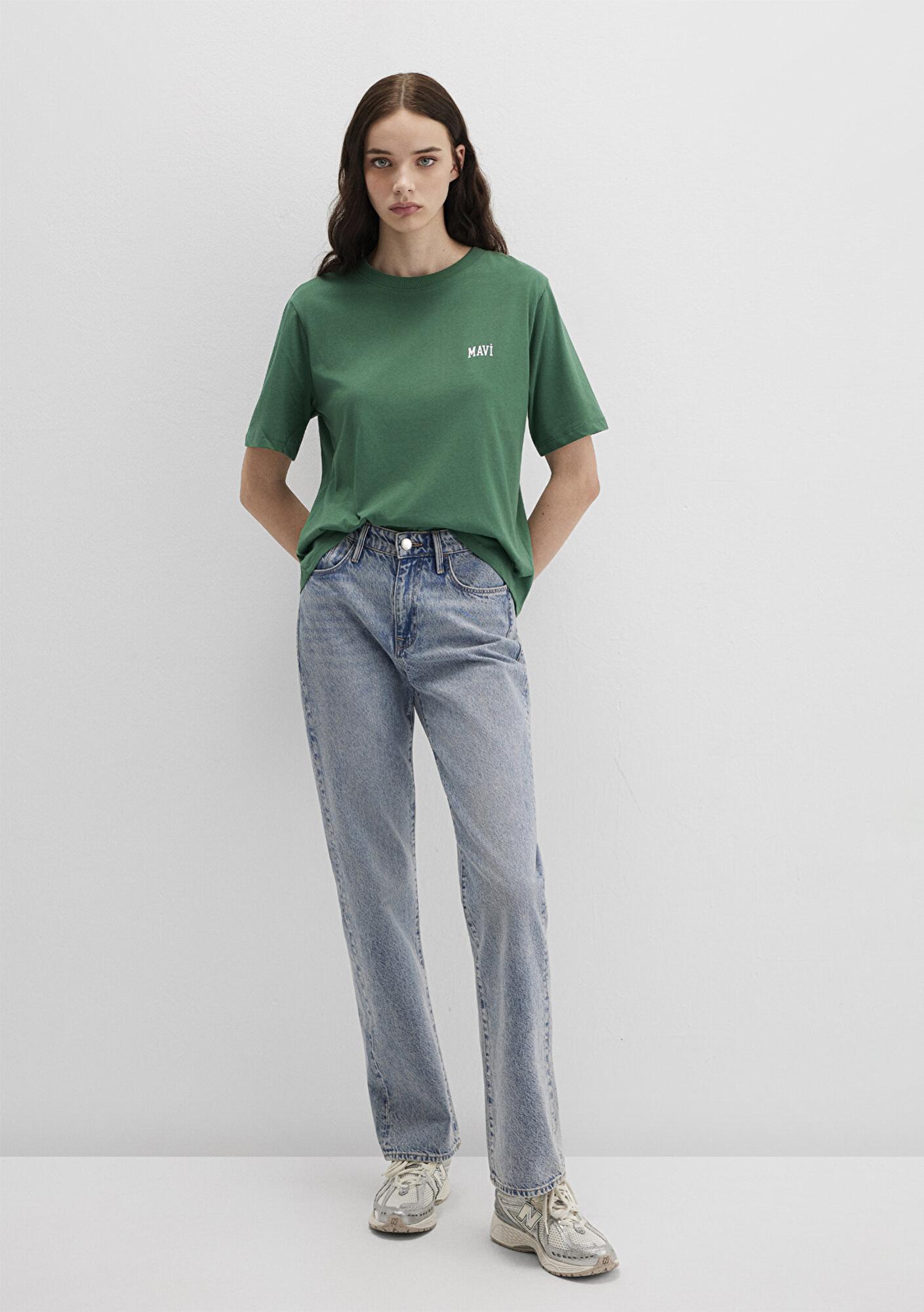 Mavi Mavi Logo Baskılı Yeşil Tişört Regular Fit / Normal Kesim 1611900-71874