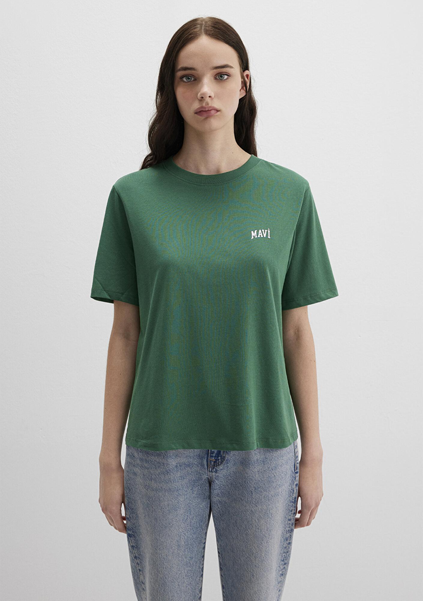 Mavi Mavi Logo Baskılı Yeşil Tişört Regular Fit / Normal Kesim 1611900-71874