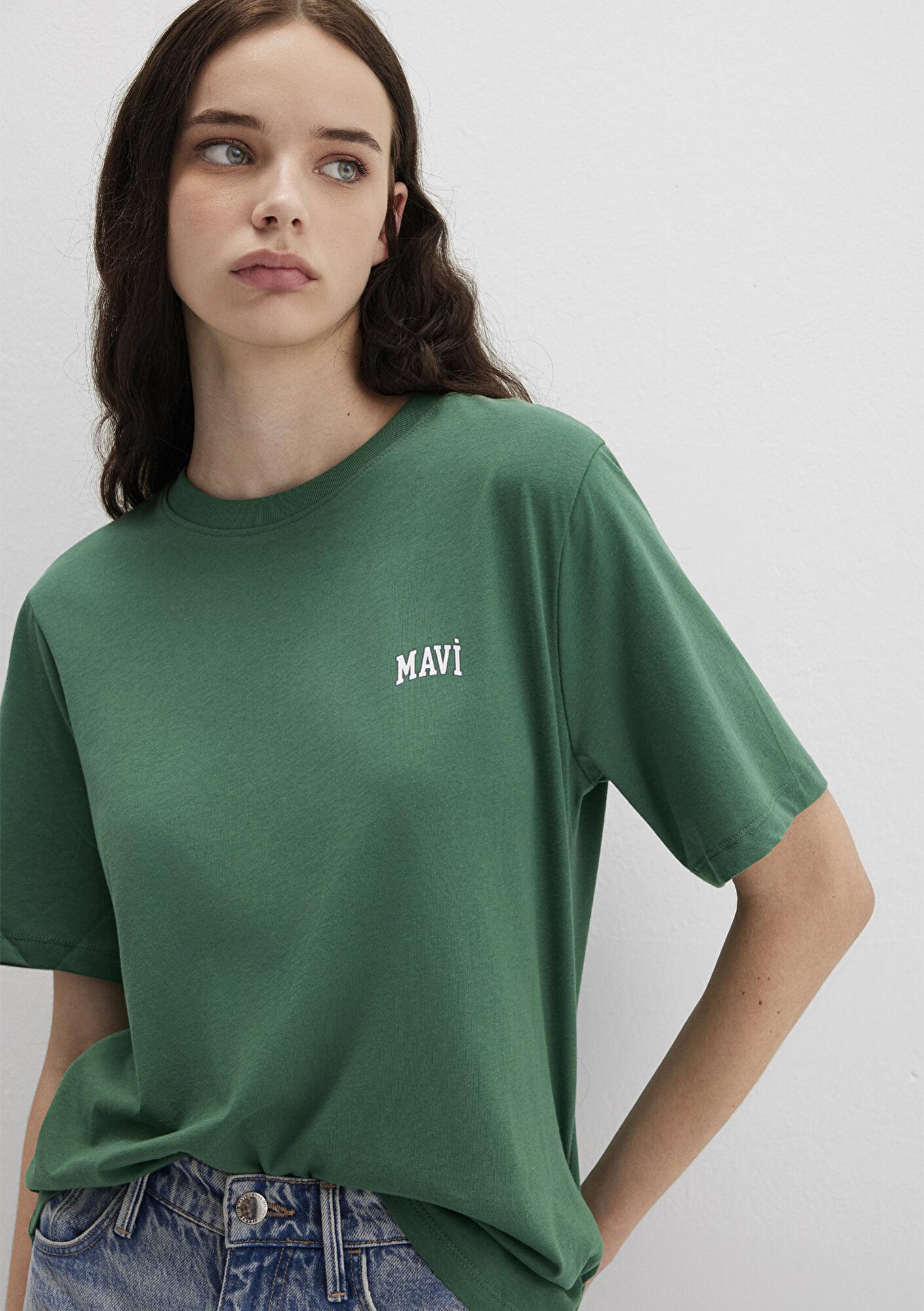 Mavi Mavi Logo Baskılı Yeşil Tişört Regular Fit / Normal Kesim 1611900-71874