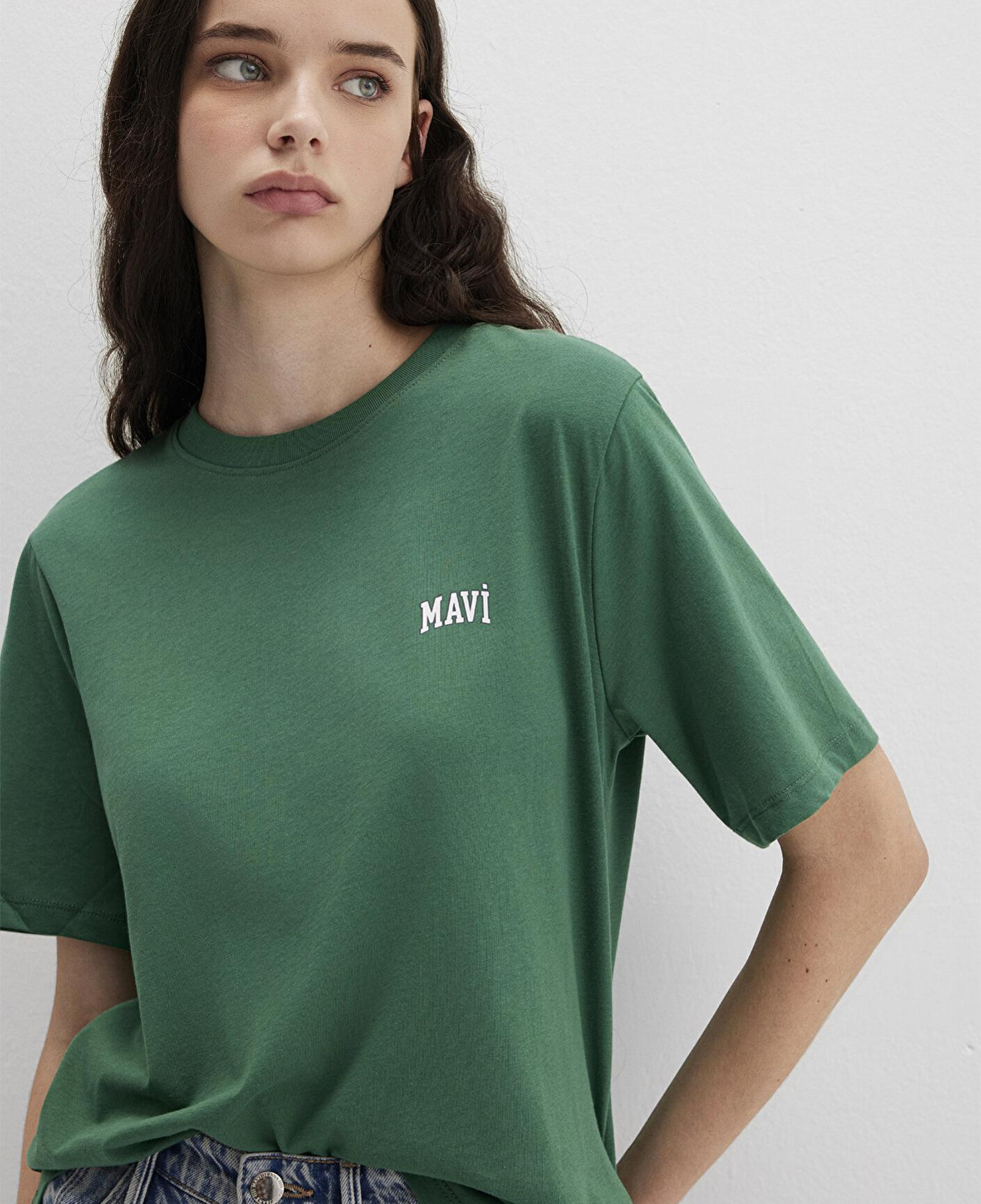 Mavi Mavi Logo Baskılı Yeşil Tişört Regular Fit / Normal Kesim 1611900-71874