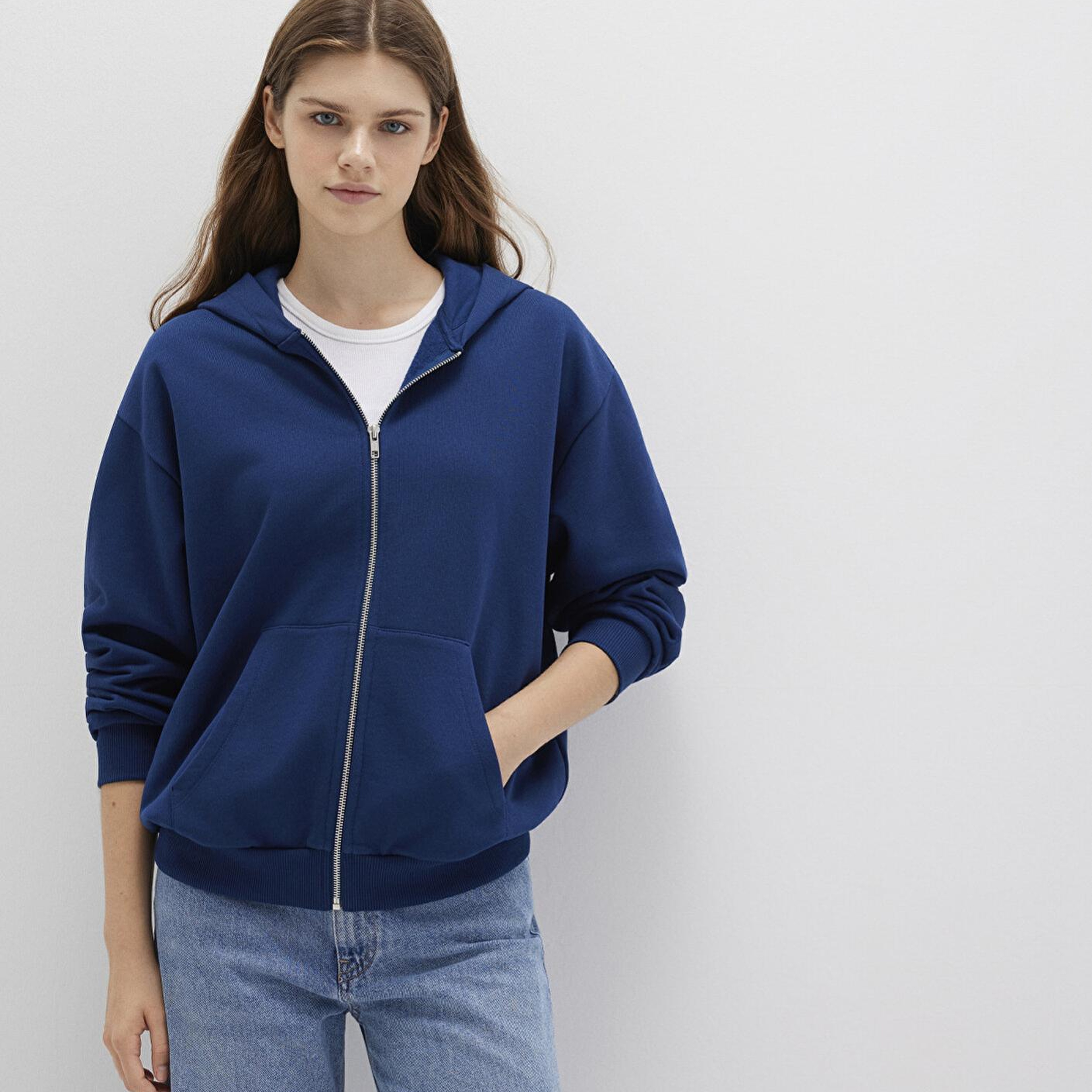 Mavi Fermuarlı Kapüşonlu Lacivert Basic Sweatshirt 1611775-82625