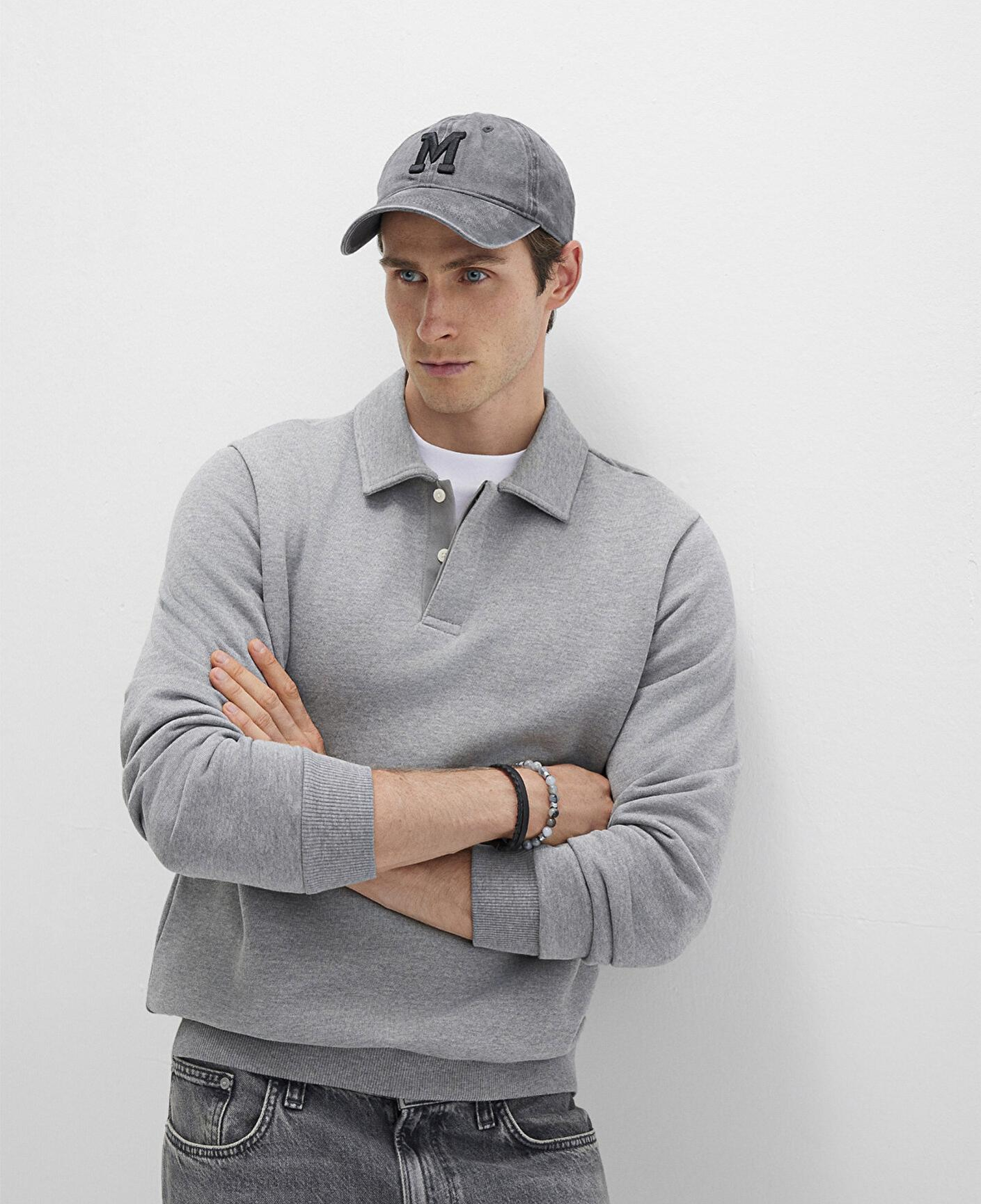 Mavi M Logo Detaylı Gri Şapka 0911156-34314