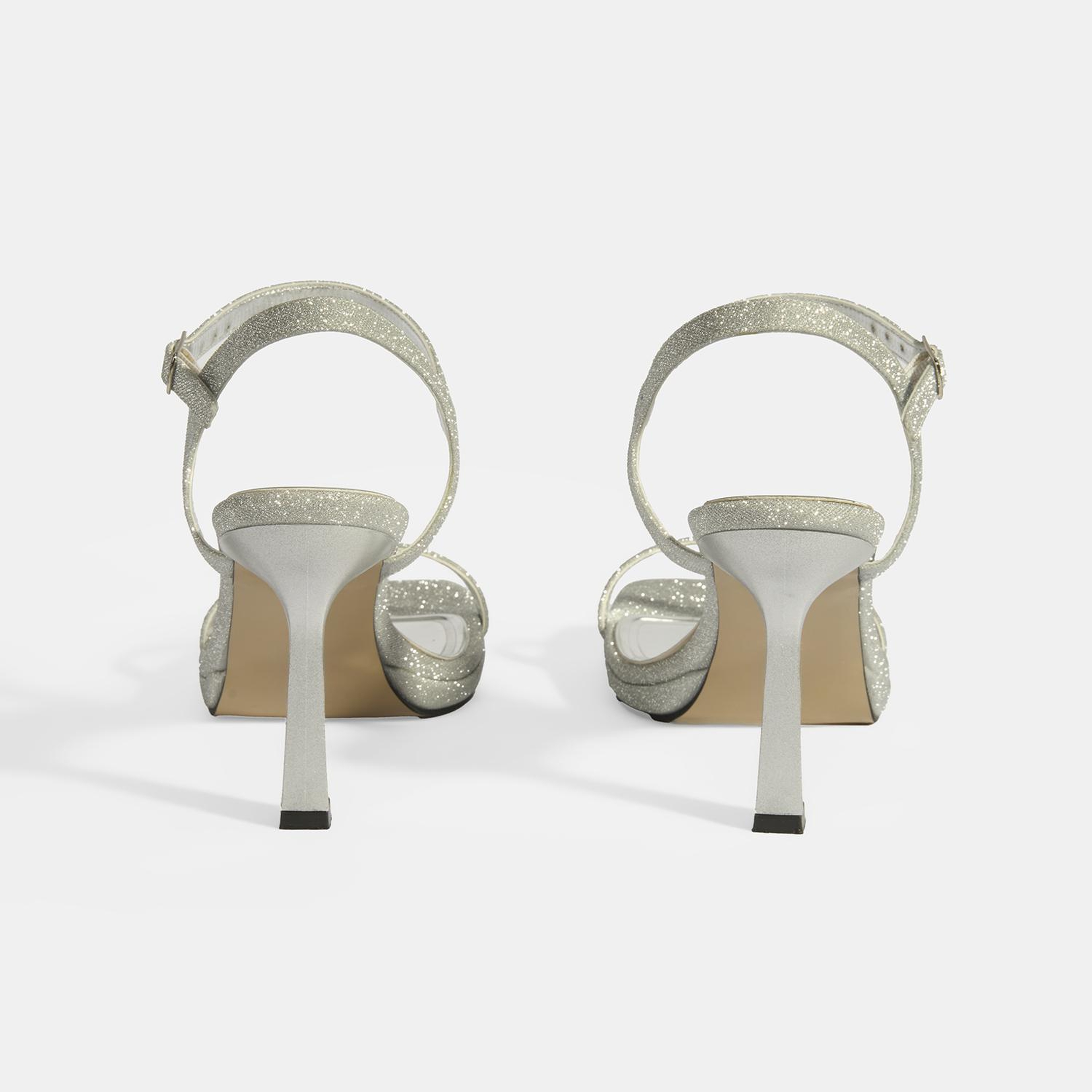 Kadın Gümüş Toka Detaylı Topuklu Abiye Sandalet