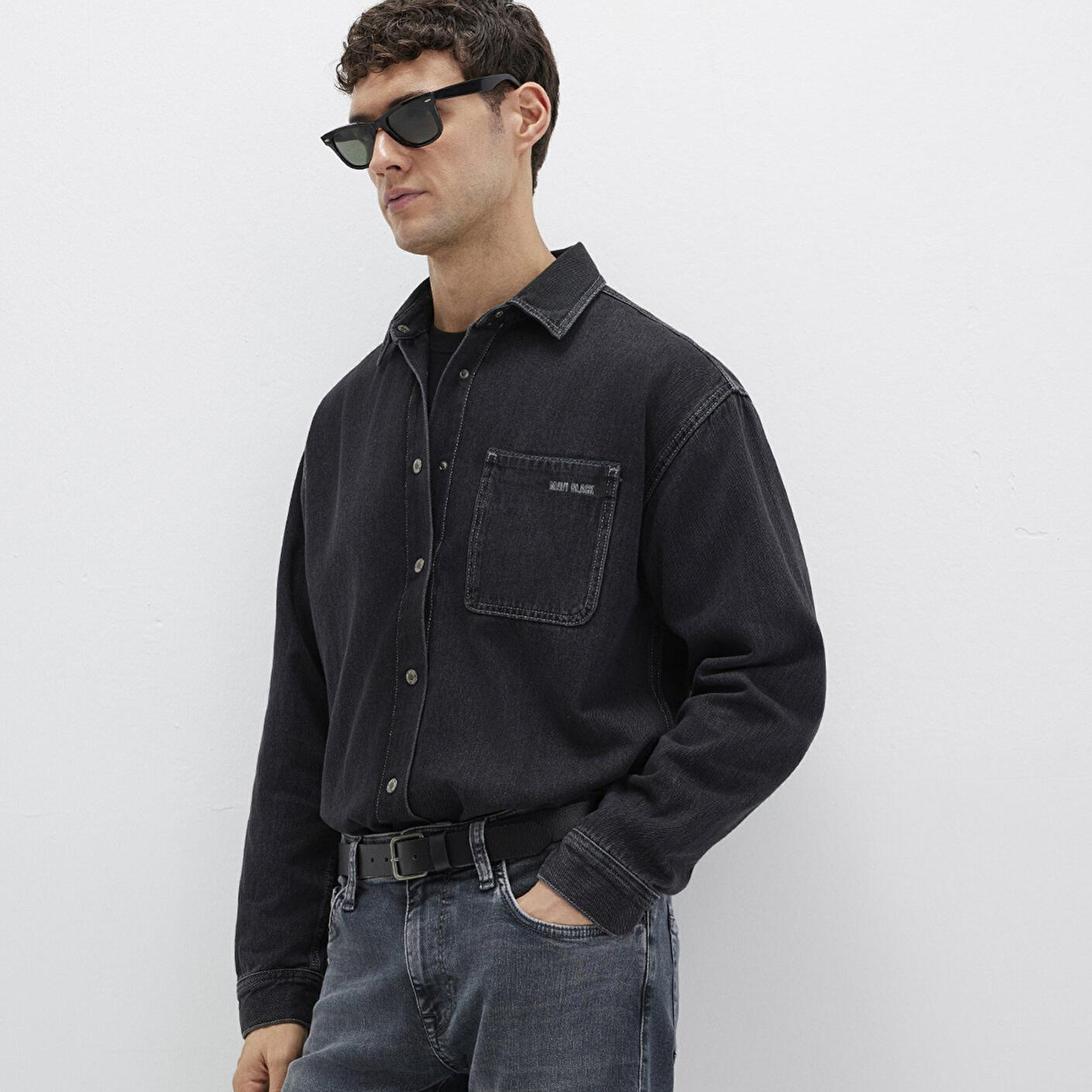 Mavi Aidan Mavi Black Antrasit Jean Gömlek Regular Fit / Normal Kesim 0210588-85622