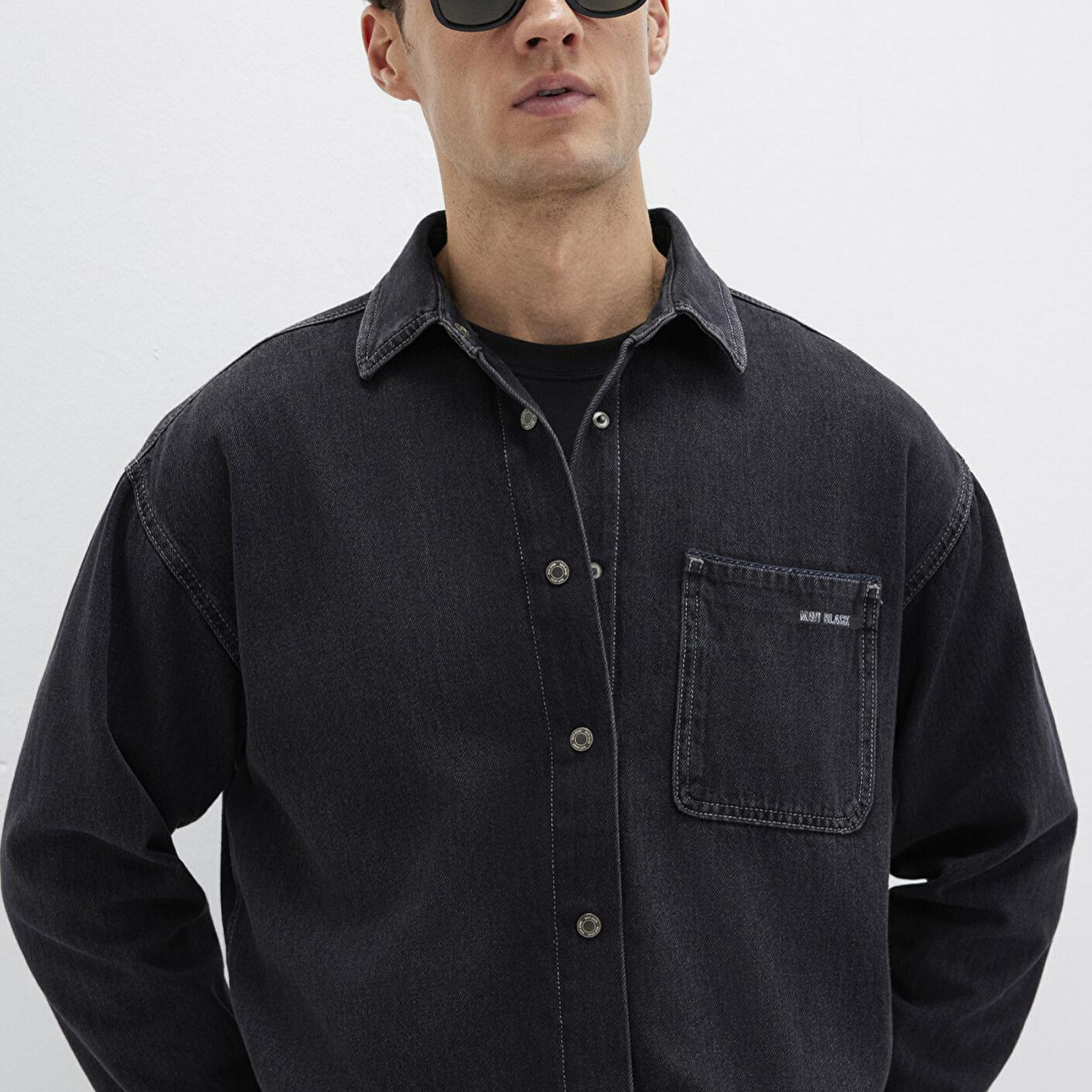 Mavi Aidan Mavi Black Antrasit Jean Gömlek Regular Fit / Normal Kesim 0210588-85622