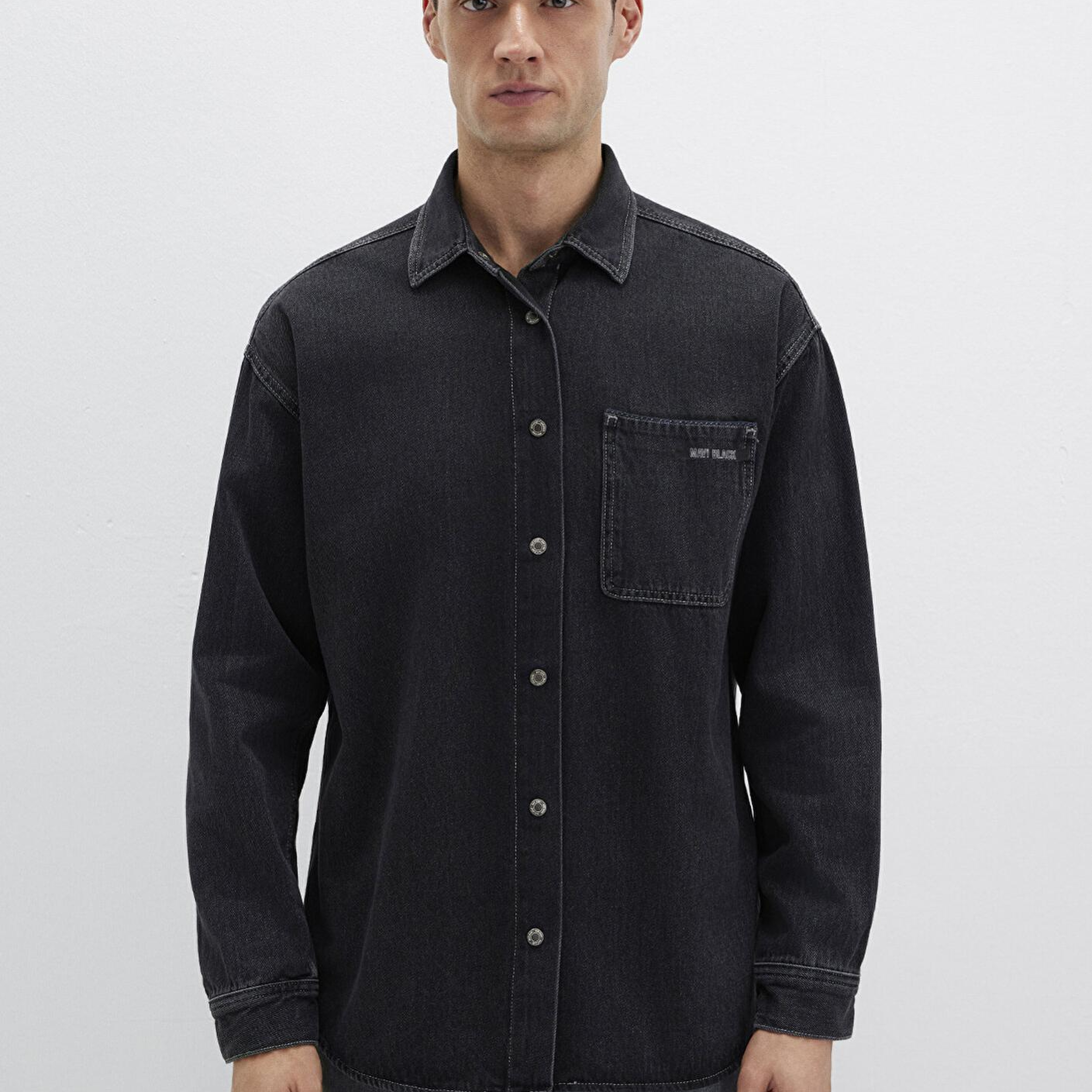 Mavi Aidan Mavi Black Antrasit Jean Gömlek Regular Fit / Normal Kesim 0210588-85622