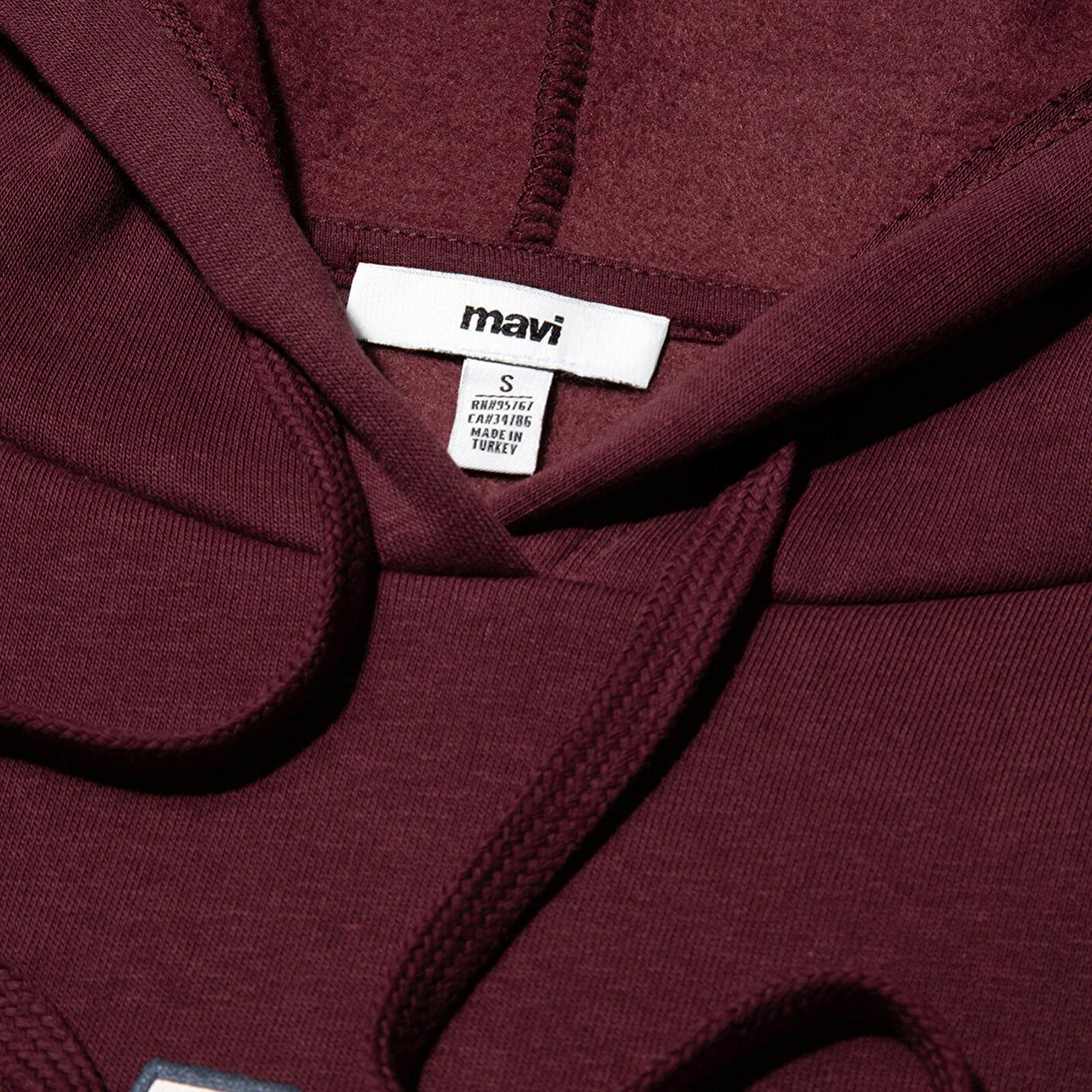 Mavi Mavi Logo Baskılı Kapüşonlu Bordo Sweatshirt 1600361-85493