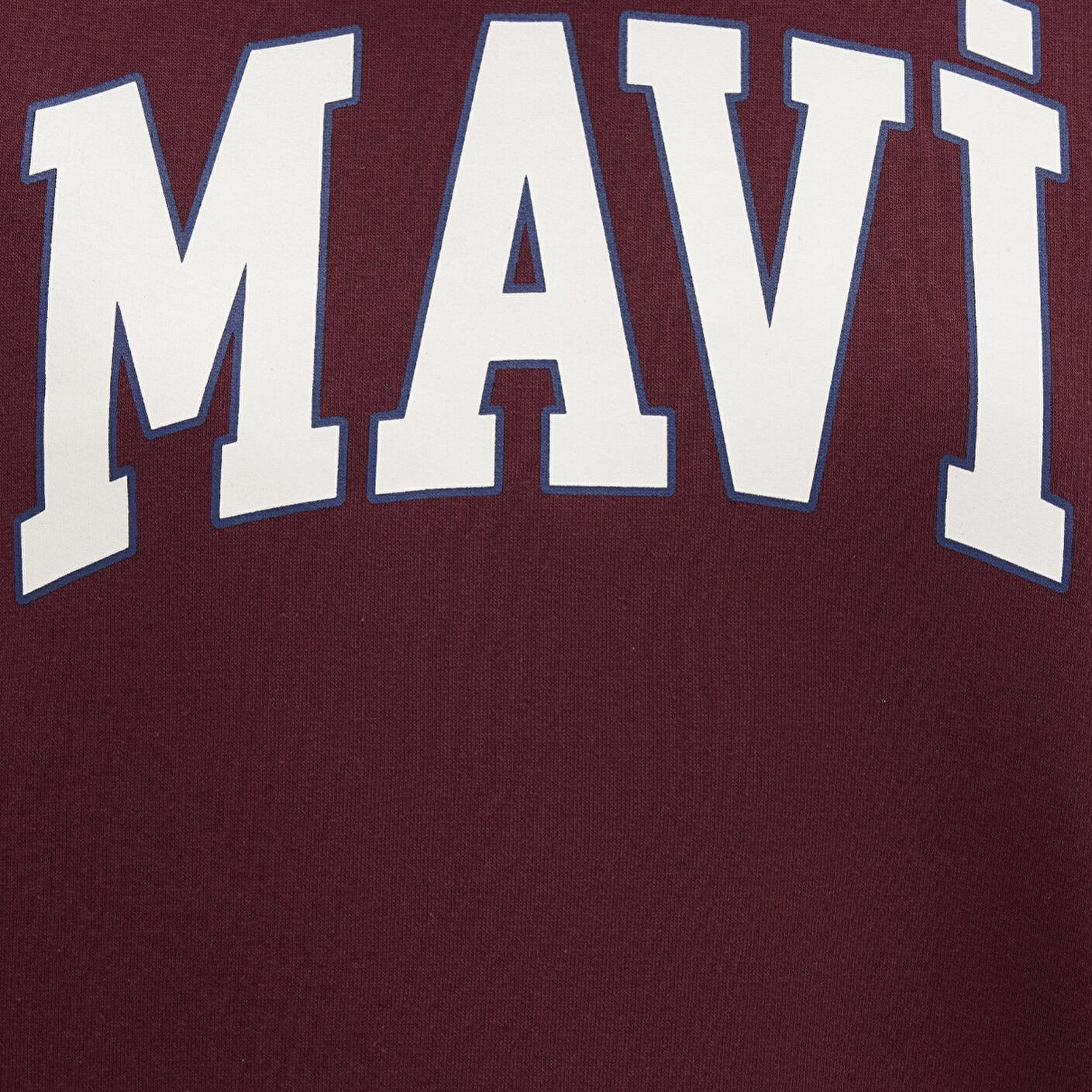 Mavi Mavi Logo Baskılı Kapüşonlu Bordo Sweatshirt 1600361-85493