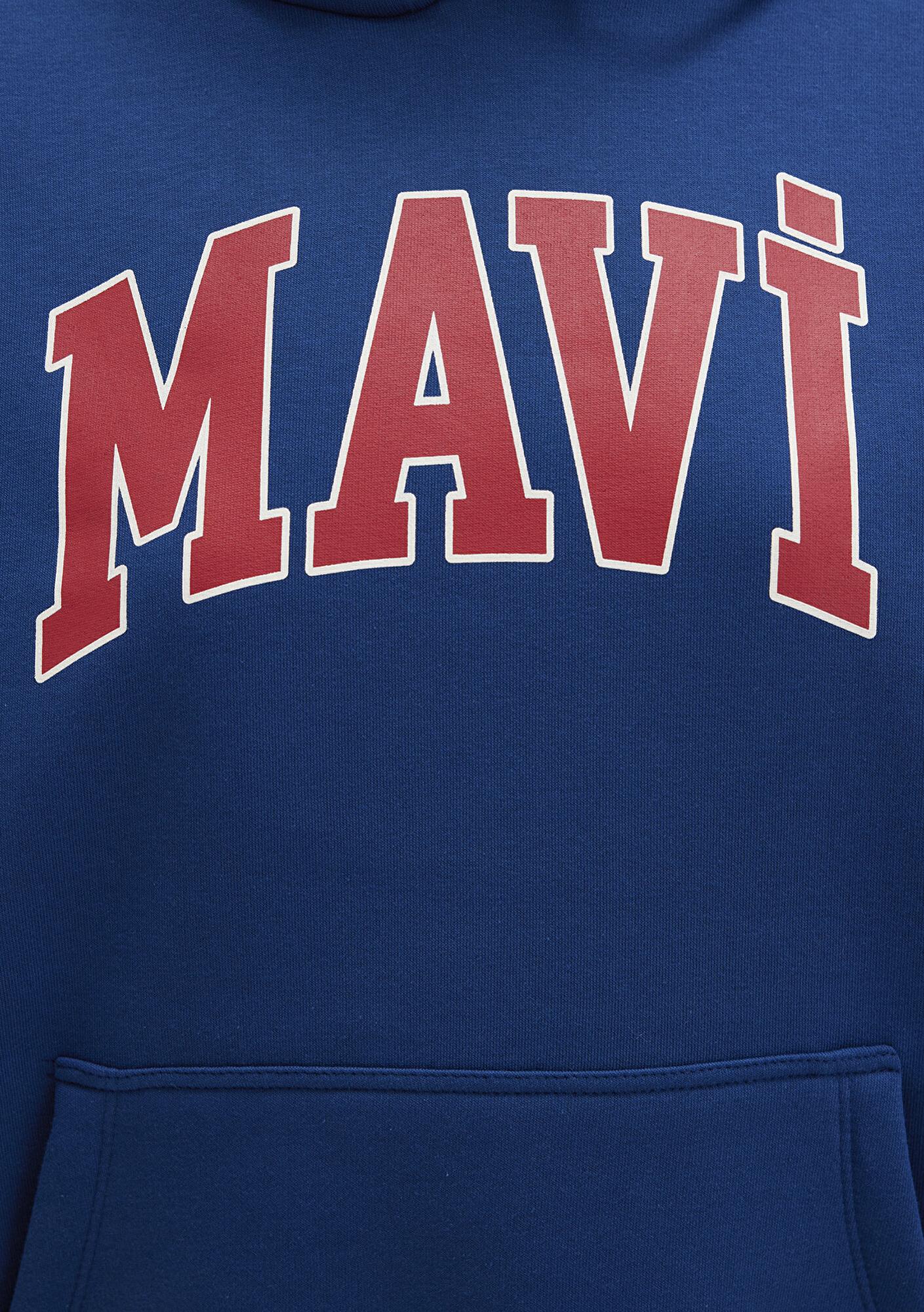 Mavi Mavi Logo Baskılı Kapüşonlu Lacivert Sweatshirt 1600361-82625