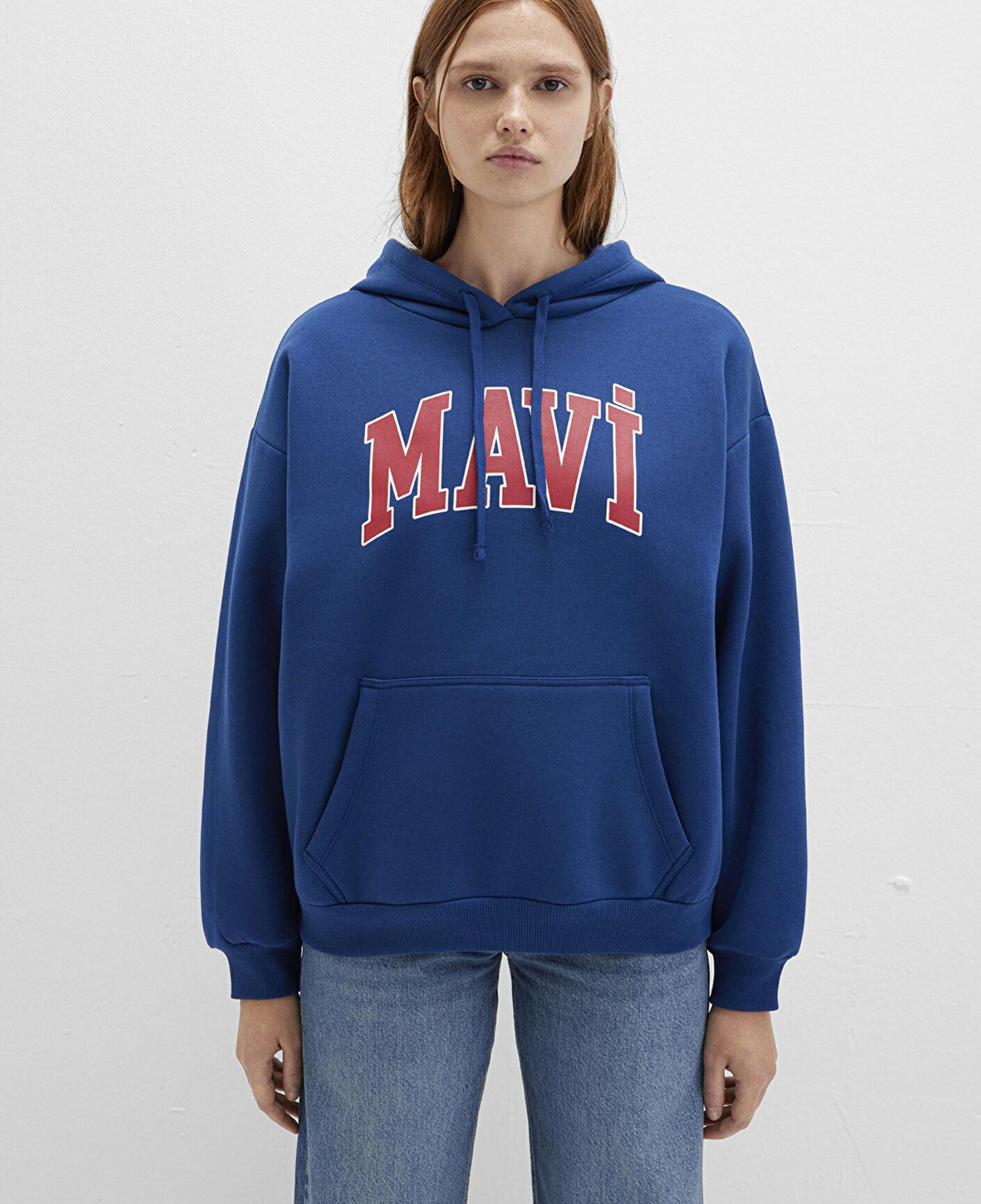 Mavi Mavi Logo Baskılı Kapüşonlu Lacivert Sweatshirt 1600361-82625