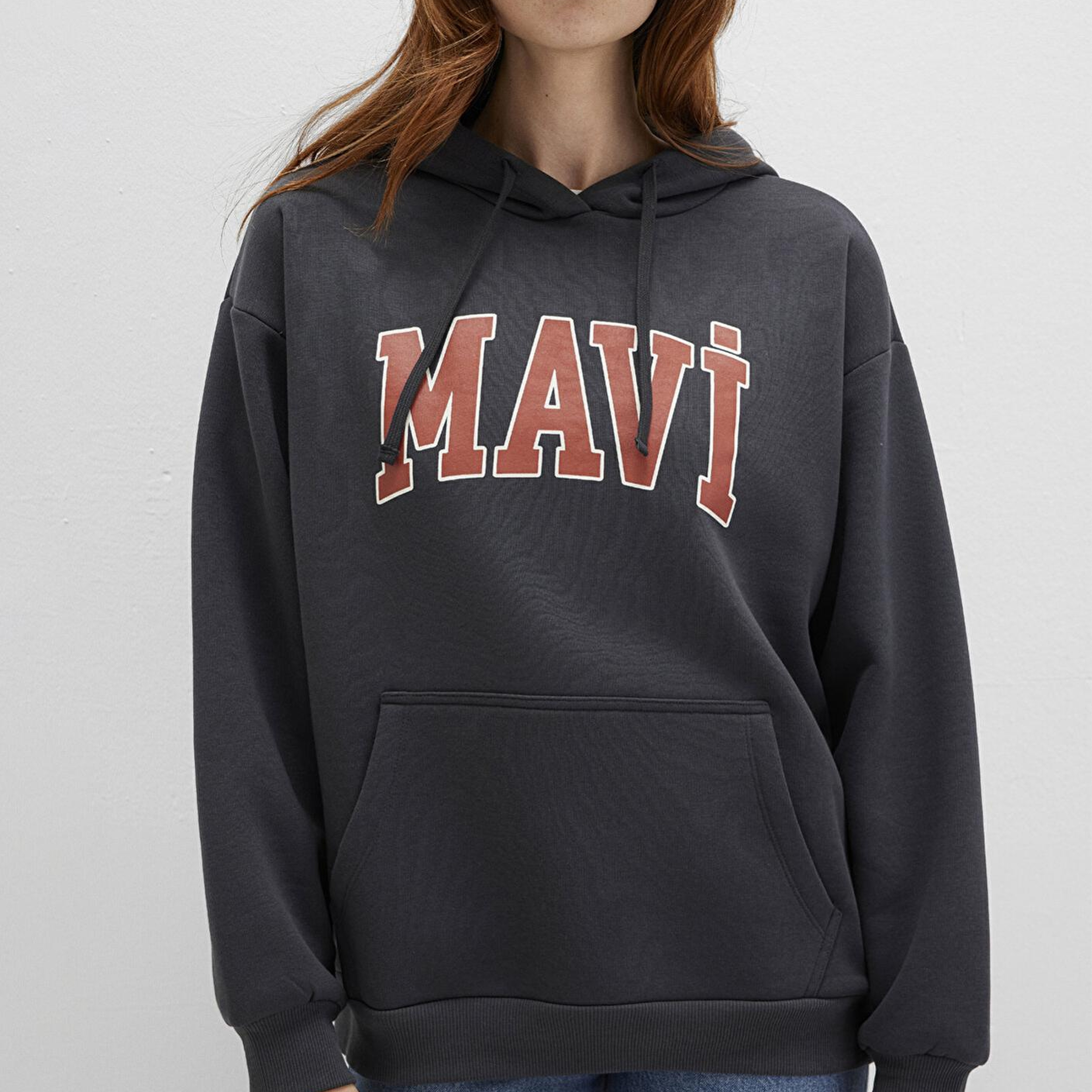 Mavi Mavi Logo Baskılı Kapüşonlu Antrasit Sweatshirt 1600361-80106