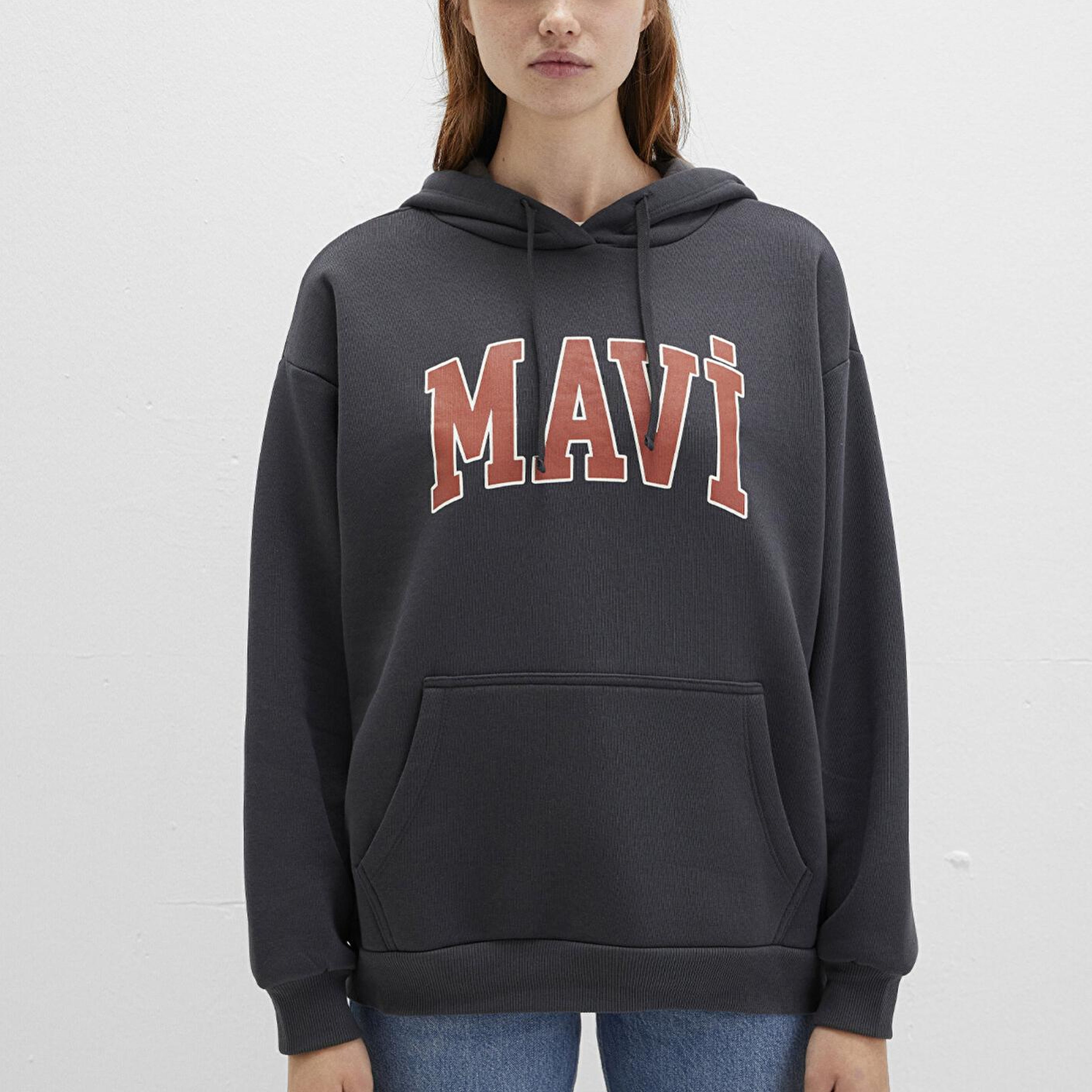 Mavi Mavi Logo Baskılı Kapüşonlu Antrasit Sweatshirt 1600361-80106
