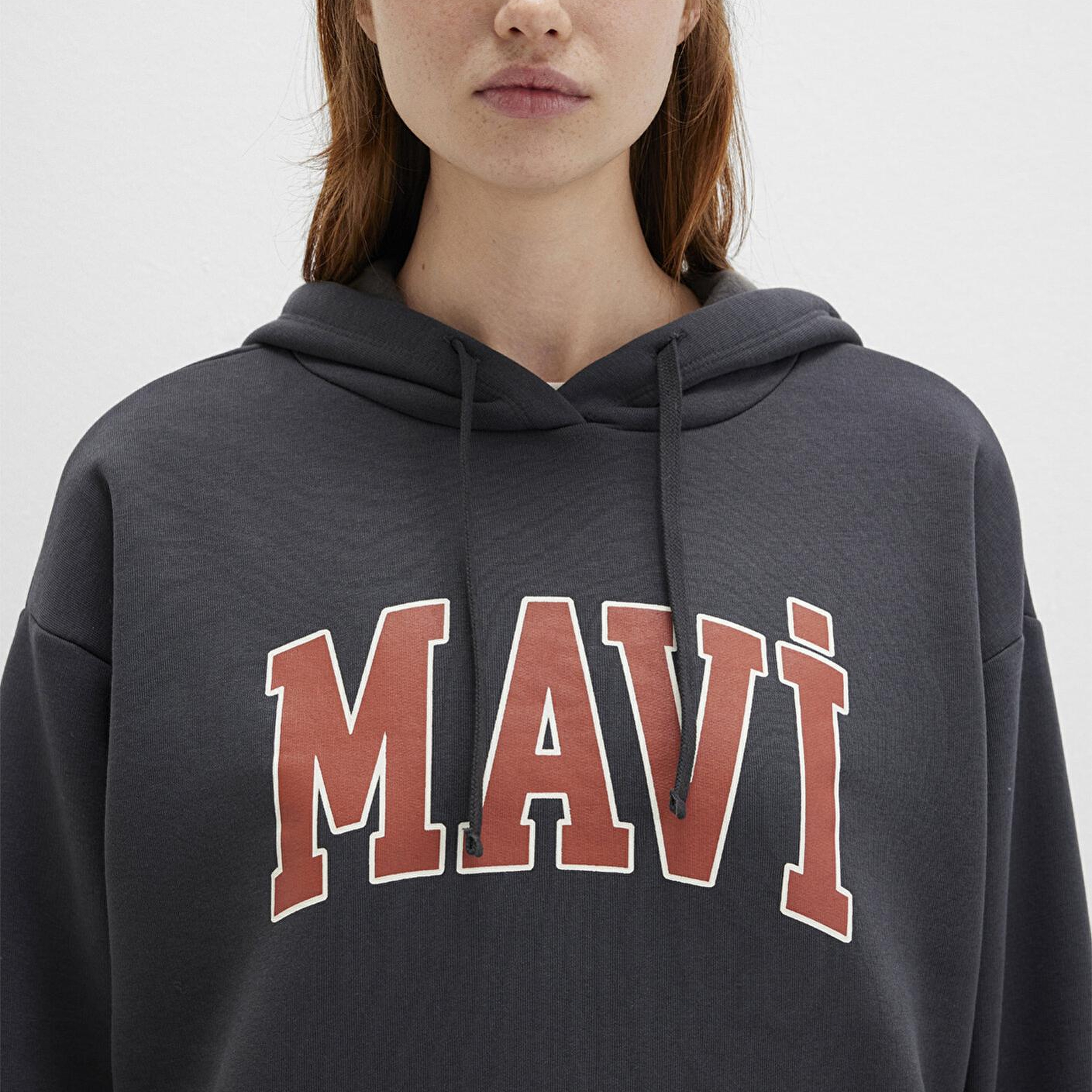 Mavi Mavi Logo Baskılı Kapüşonlu Antrasit Sweatshirt 1600361-80106