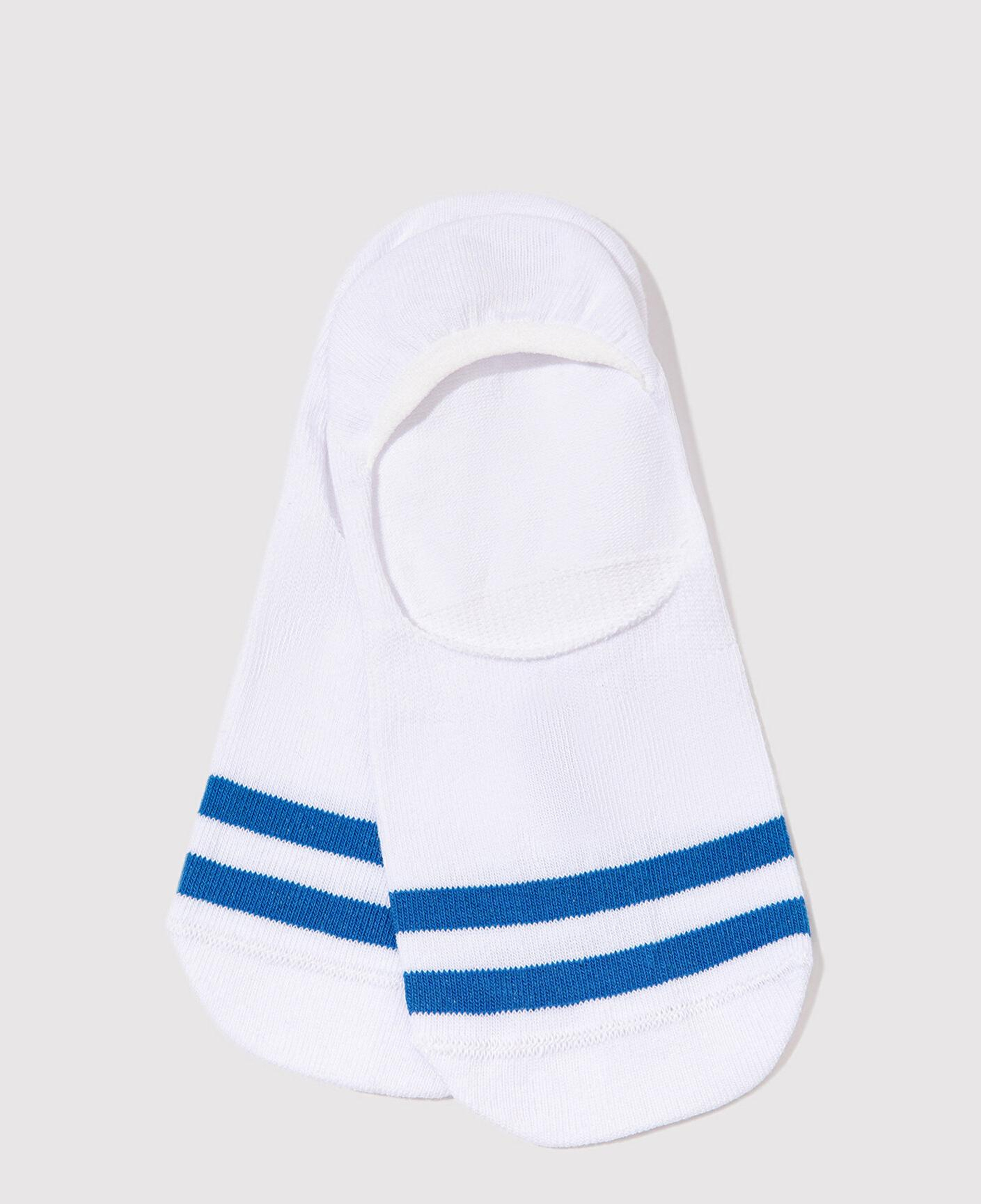 Mavi Çizgi Detaylı Beyaz Babet Çorap 0911124-620