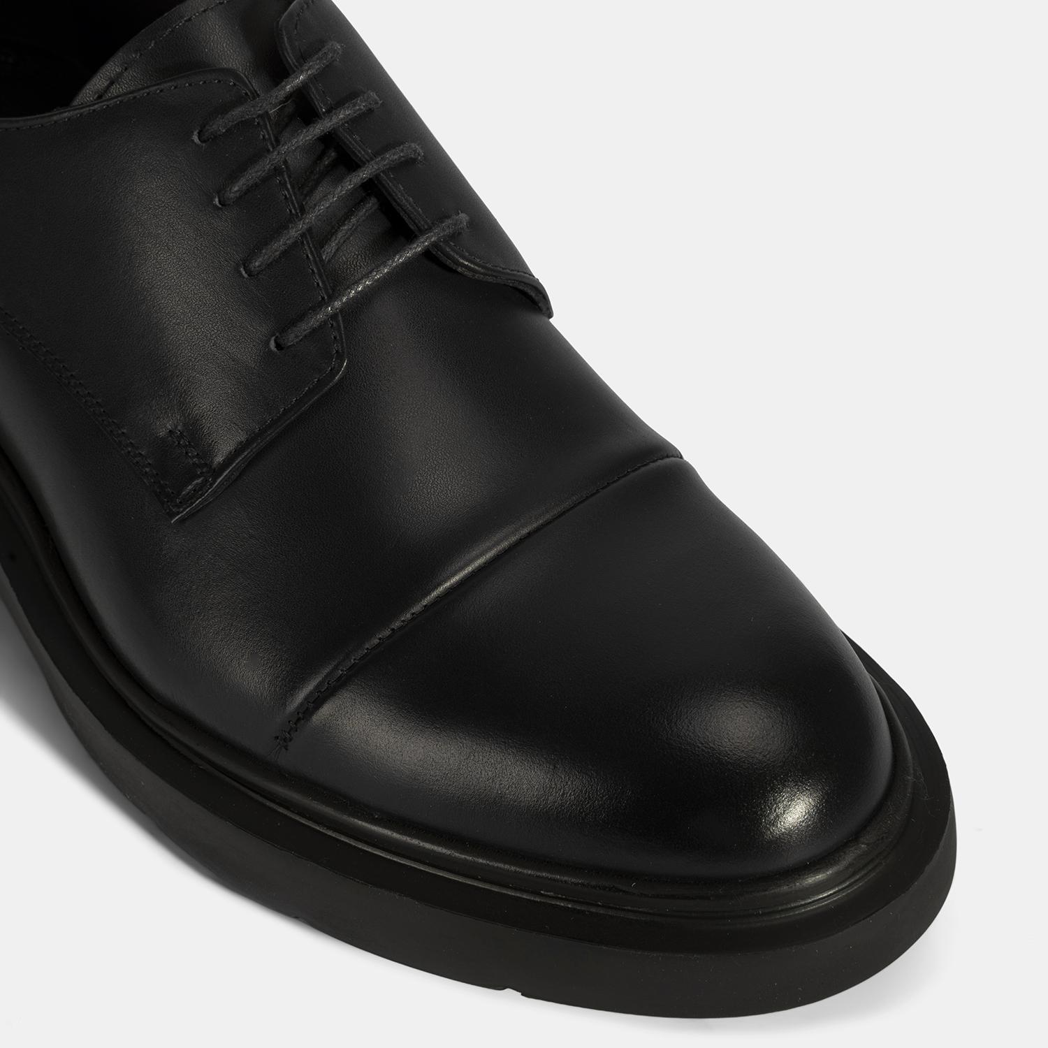 Erkek Siyah Bağcıklı Deri Klasik Ayakkabı