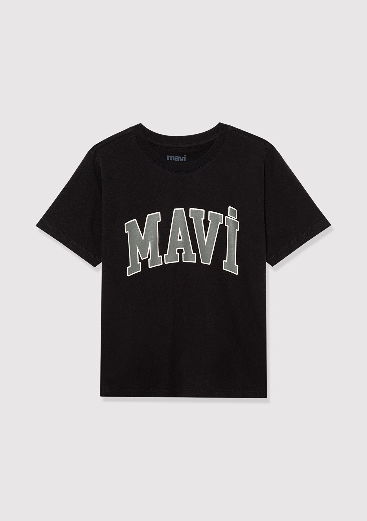 Mavi Mavi Logo Baskılı Siyah Tişört Regular Fit / Normal Kesim 6610030-900