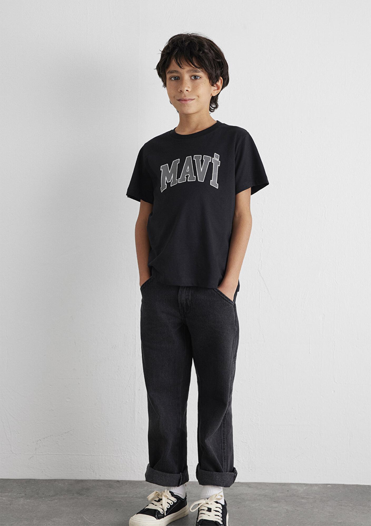 Mavi Mavi Logo Baskılı Siyah Tişört Regular Fit / Normal Kesim 6610030-900