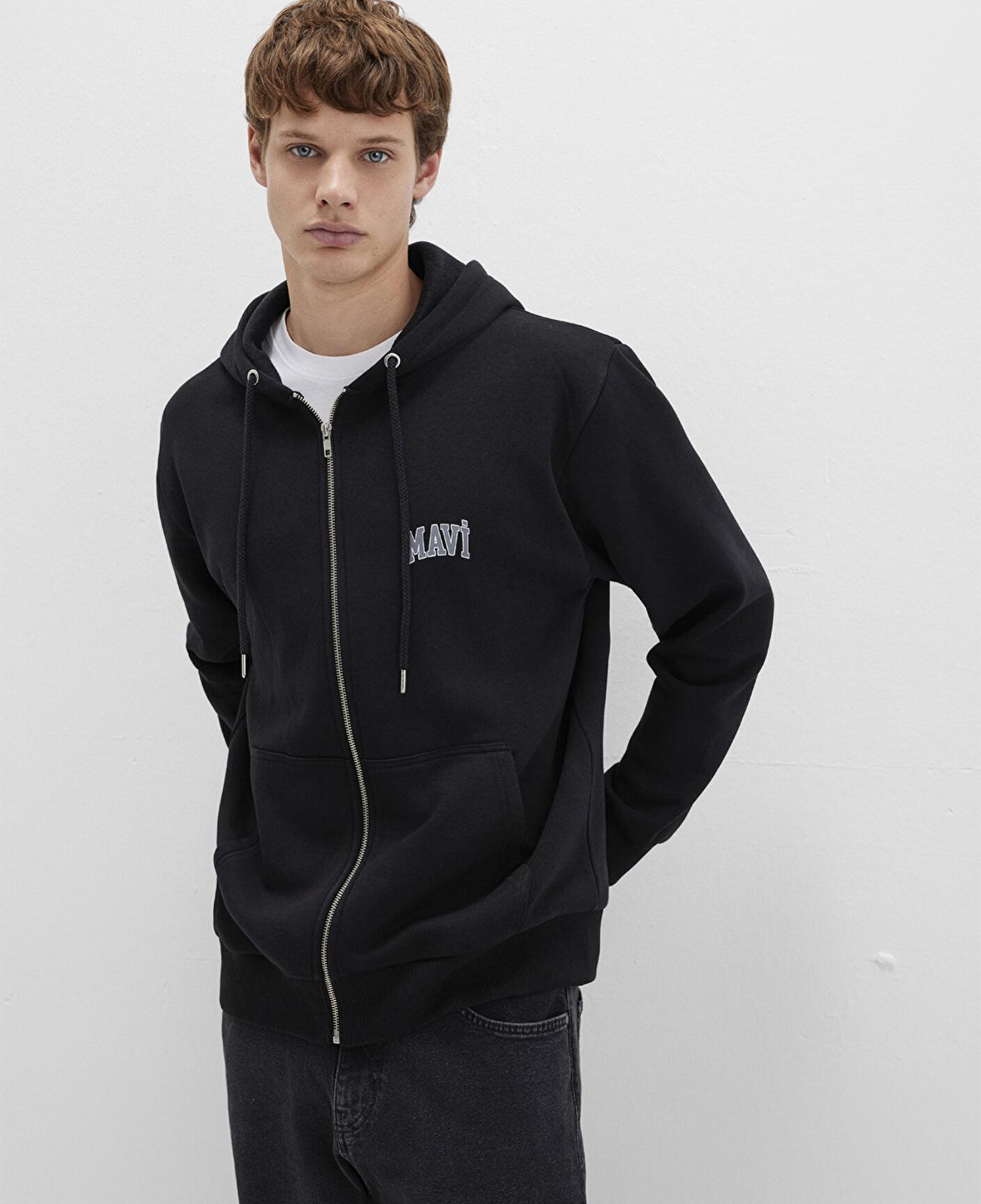 Mavi Mavi Logo Baskılı Fermuarlı Siyah Sweatshirt 0611715-900