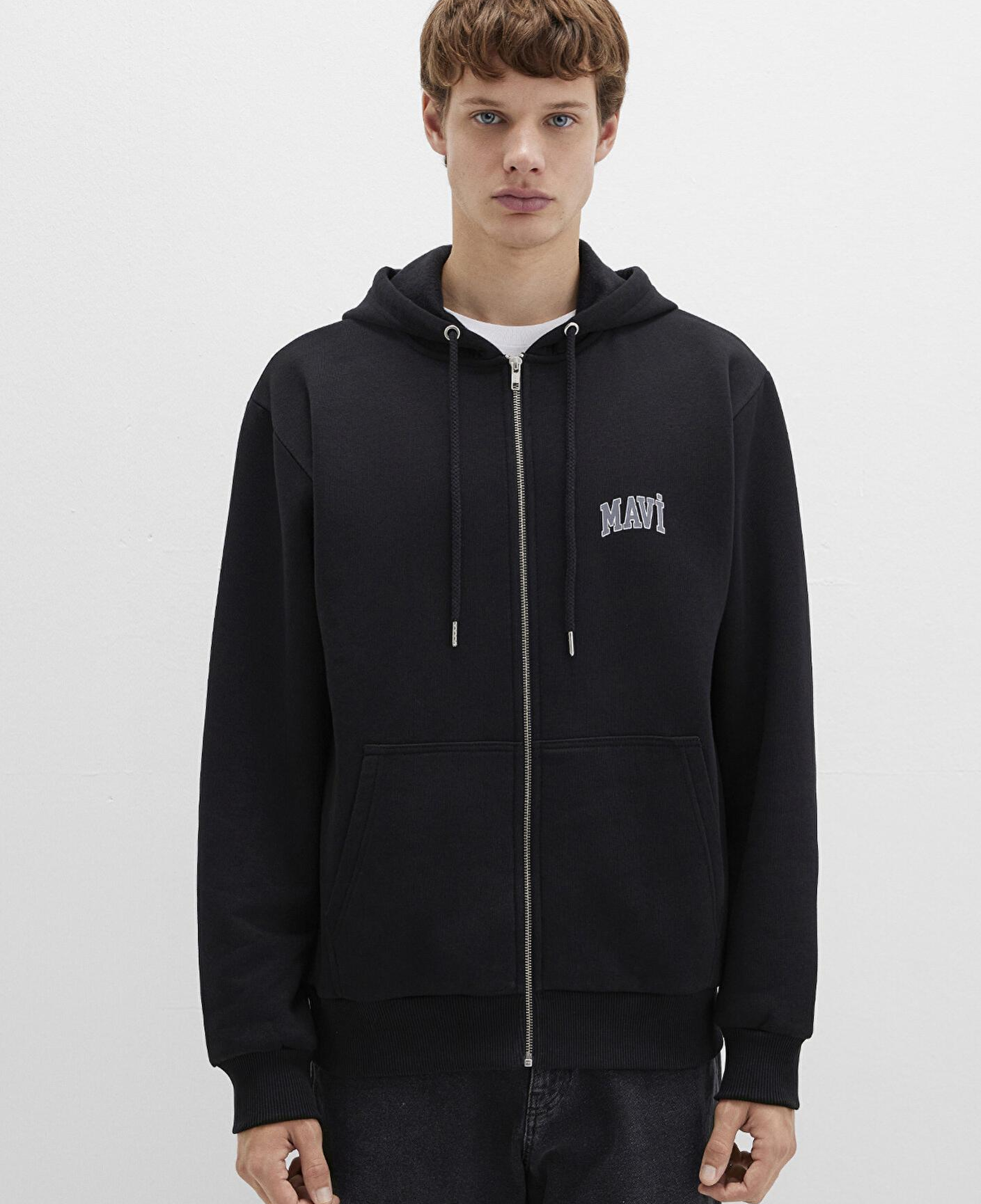 Mavi Mavi Logo Baskılı Fermuarlı Siyah Sweatshirt 0611715-900