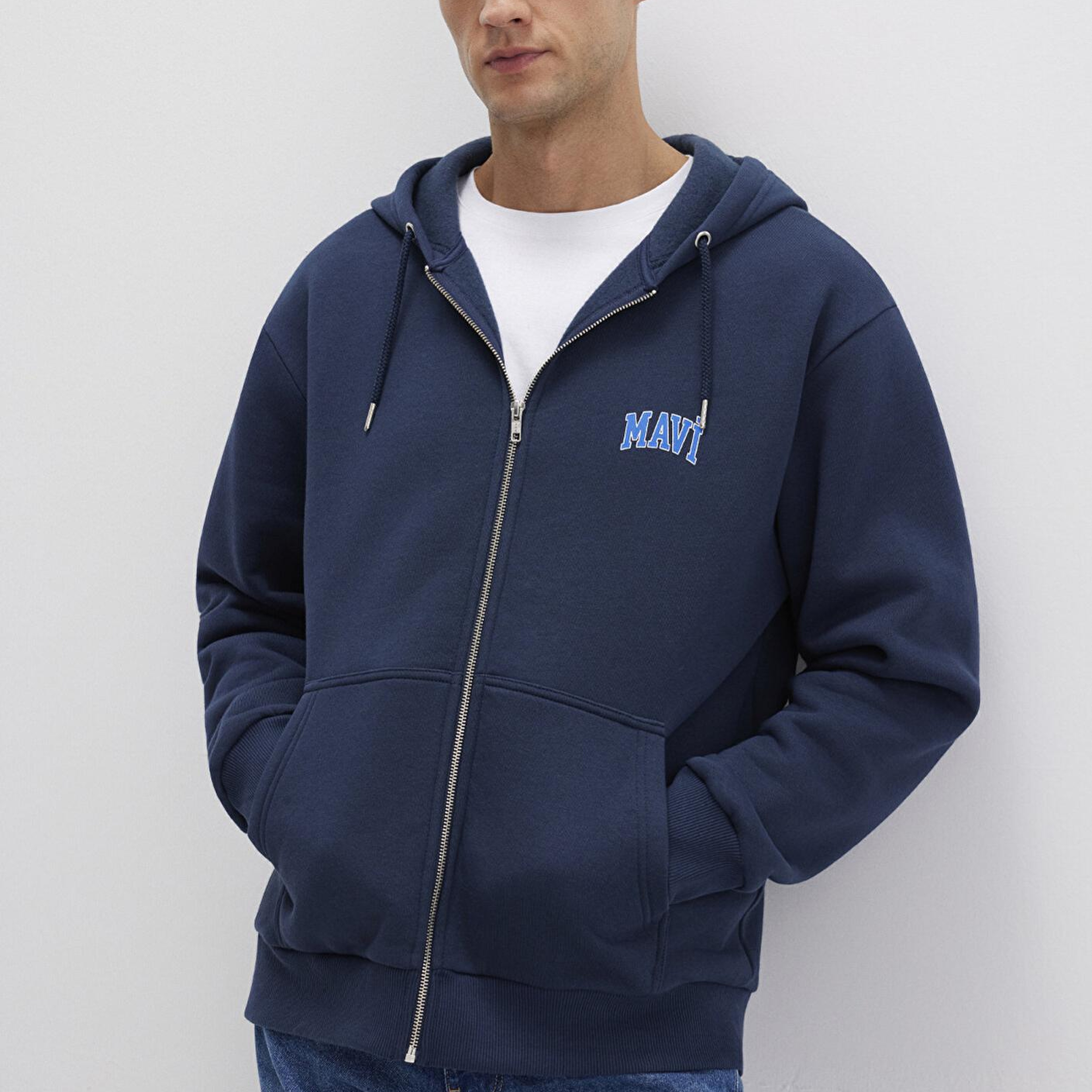 Mavi Mavi Logo Baskılı Fermuarlı Lacivert Sweatshirt 0611715-70490