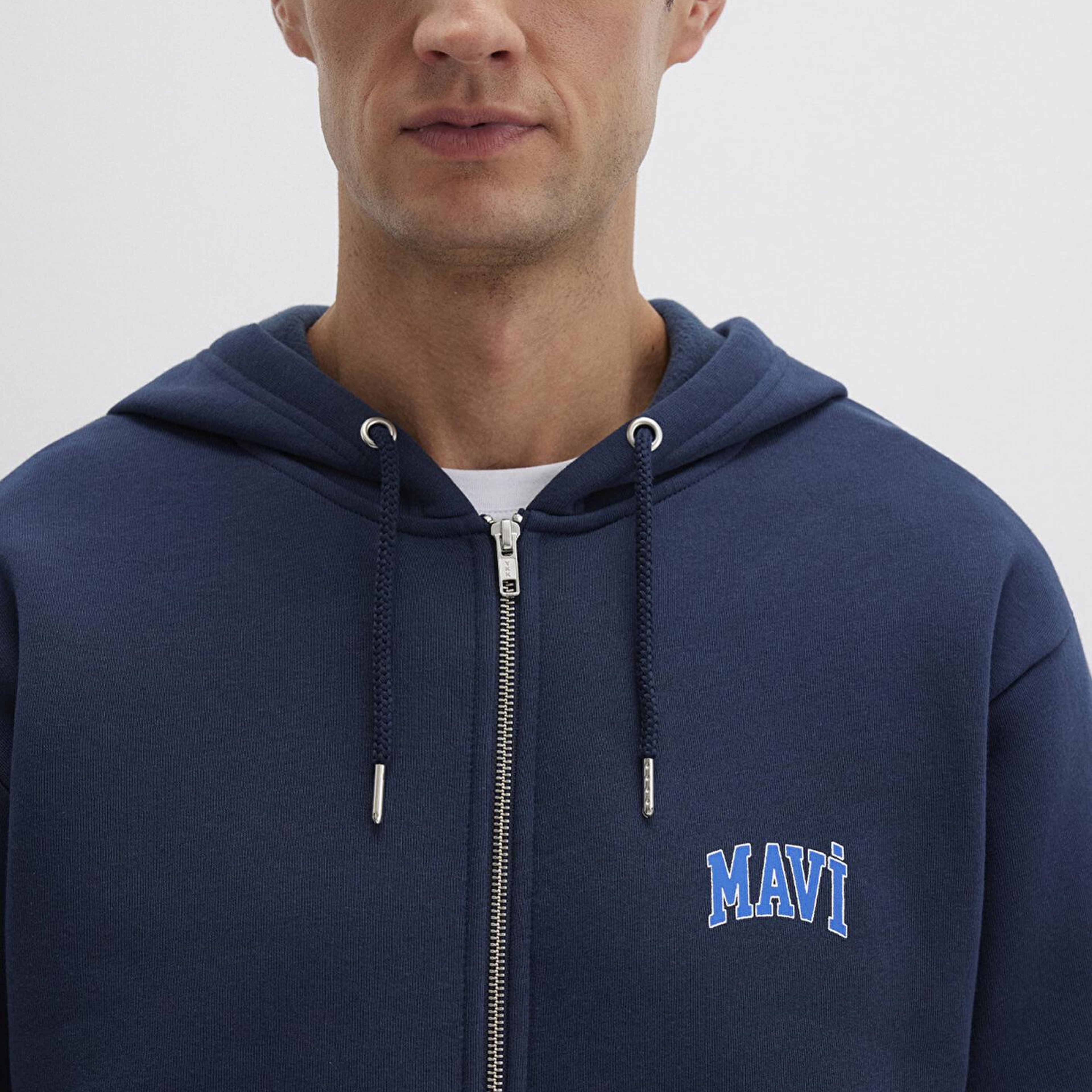 Mavi Mavi Logo Baskılı Fermuarlı Lacivert Sweatshirt 0611715-70490