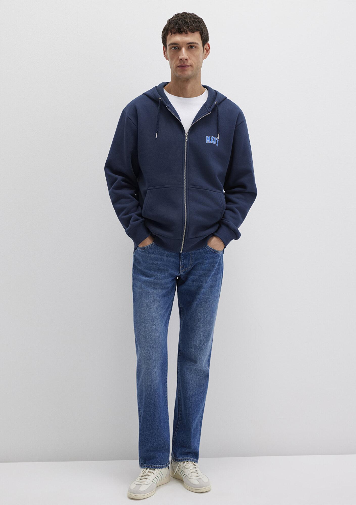 Mavi Mavi Logo Baskılı Fermuarlı Lacivert Sweatshirt 0611715-70490