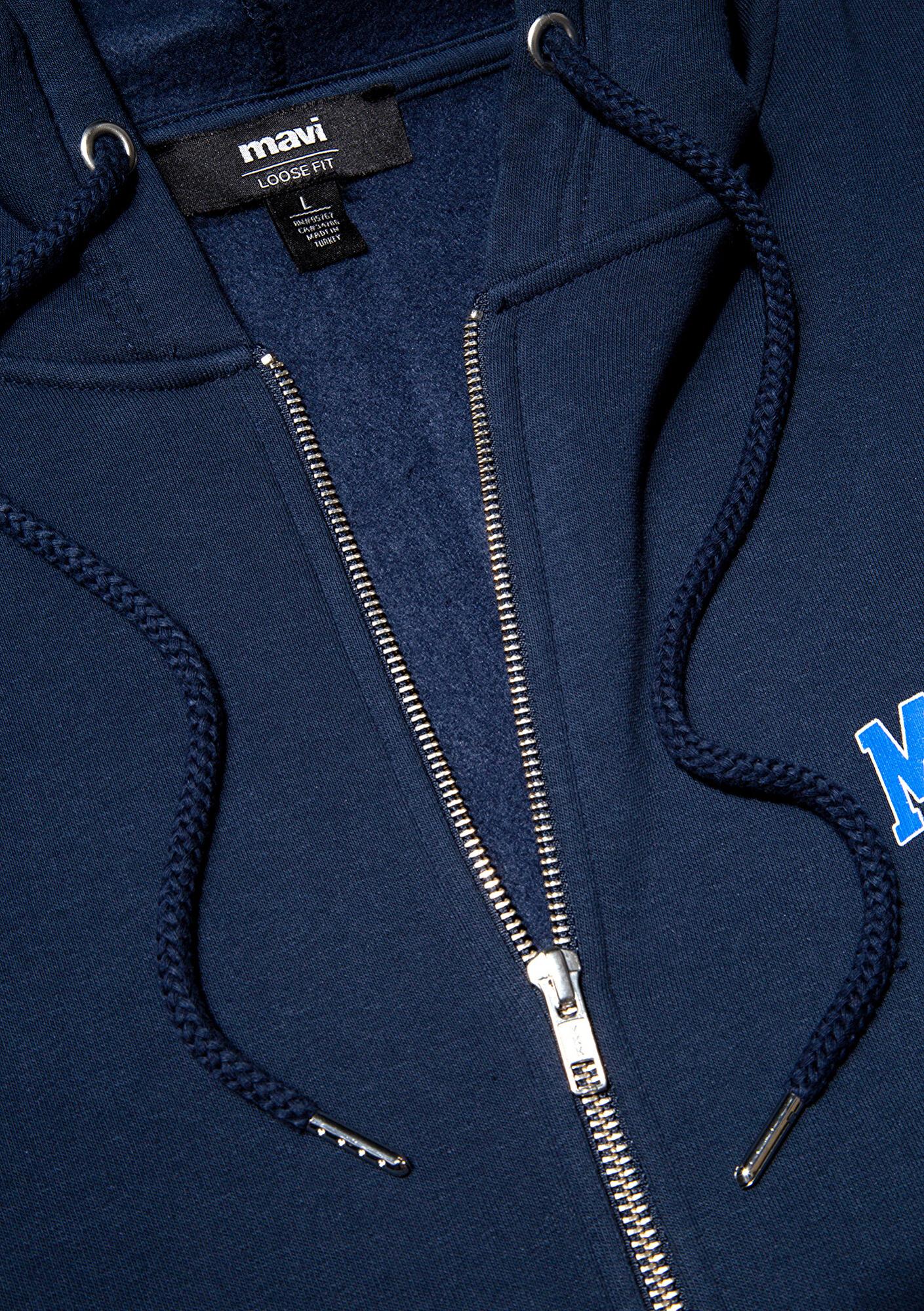 Mavi Mavi Logo Baskılı Fermuarlı Lacivert Sweatshirt 0611715-70490