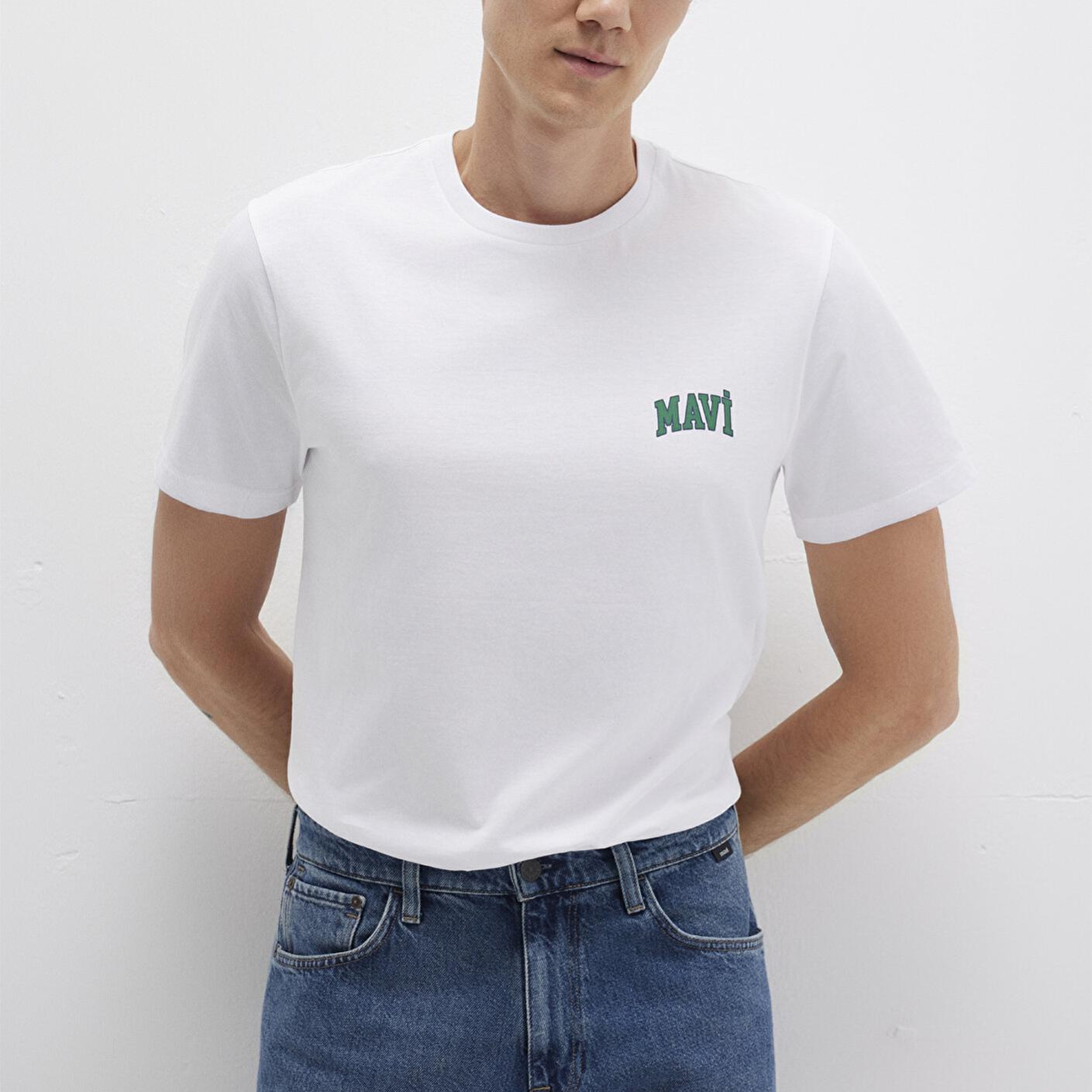 Mavi Mavi Logo Baskılı Beyaz Tişört Regular Fit / Normal Kesim 0611714-620