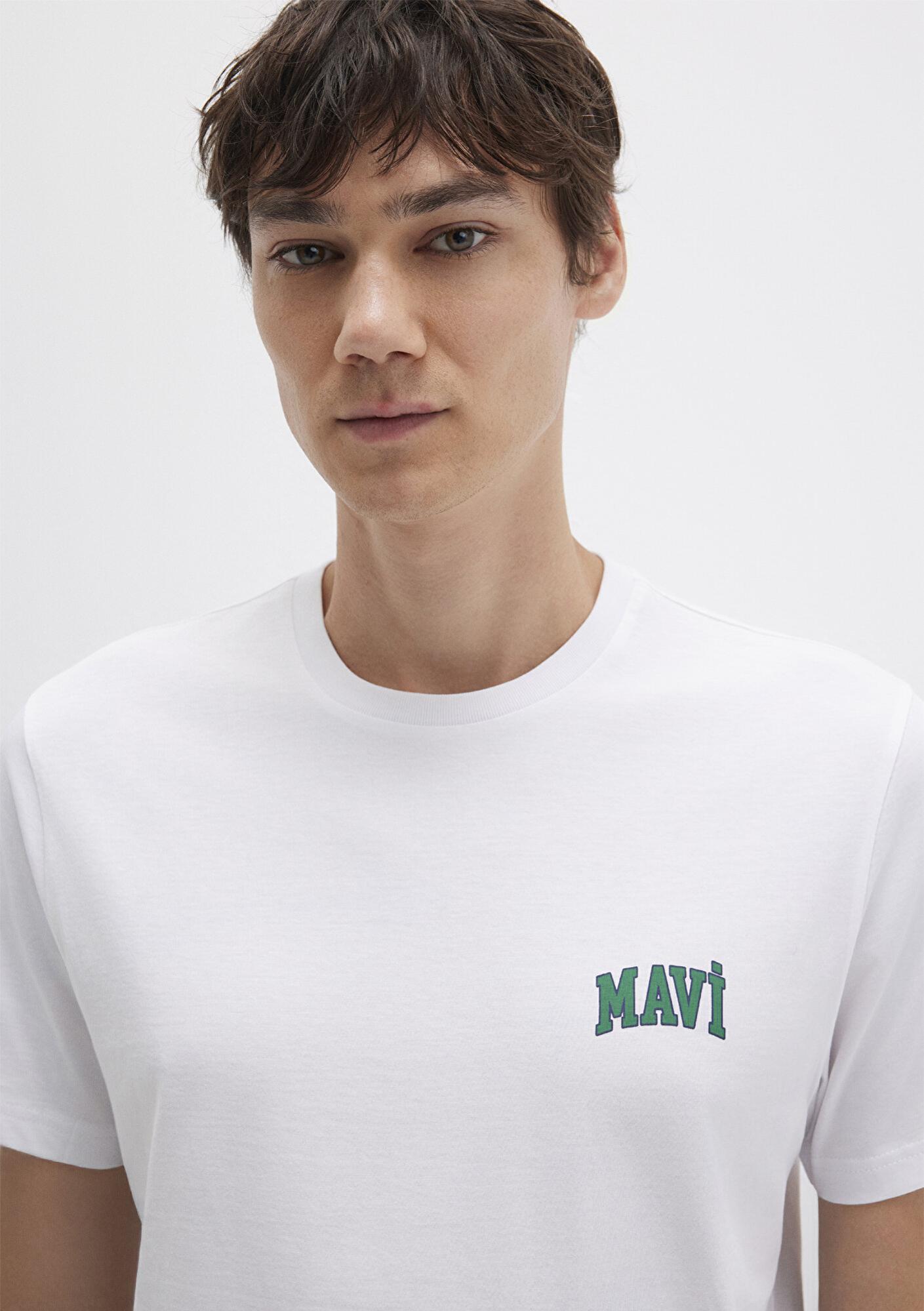 Mavi Mavi Logo Baskılı Beyaz Tişört Regular Fit / Normal Kesim 0611714-620