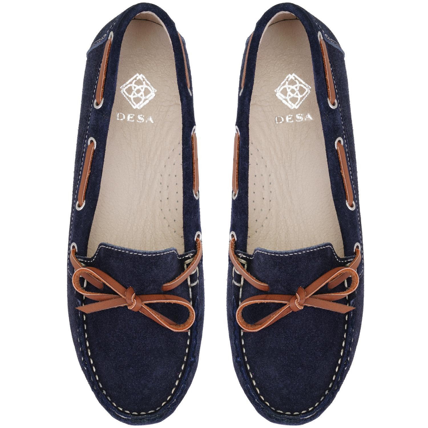 Kadın Lacivert Süet Deri Loafer