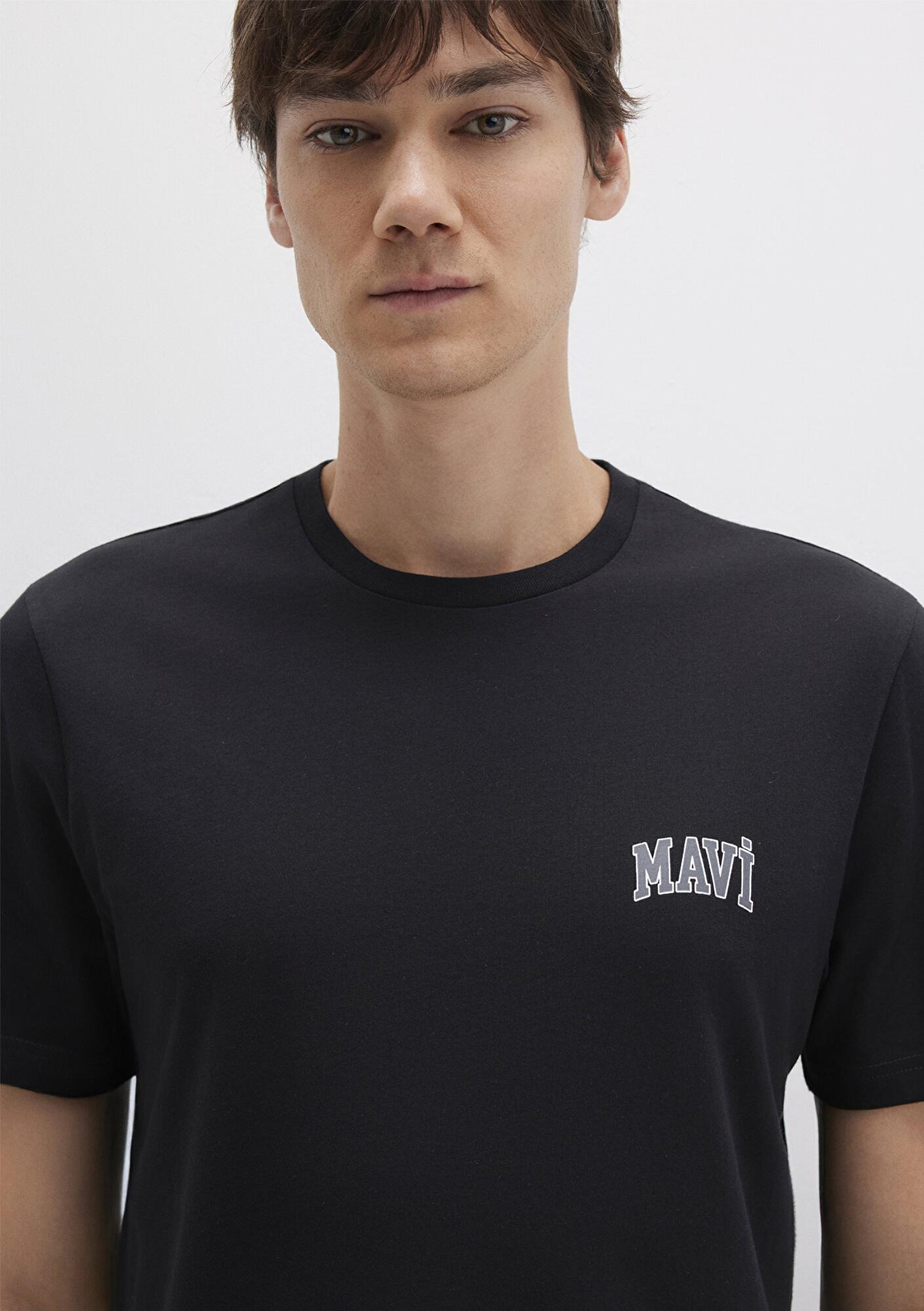 Mavi Mavi Logo Baskılı Siyah Tişört Regular Fit / Normal Kesim 0611714-900